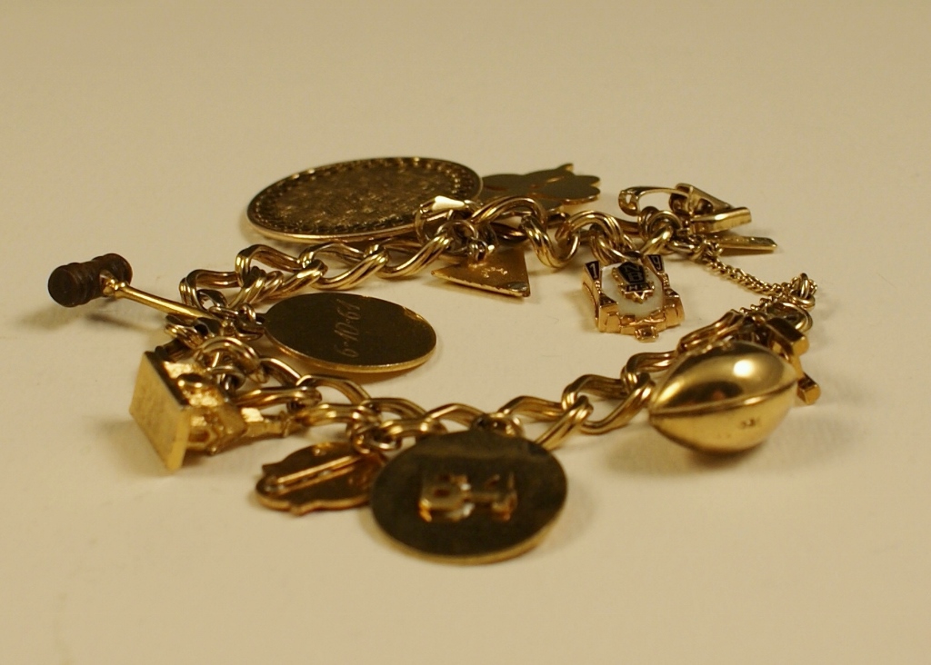 Gold Tone Vintage Charm Bracelet