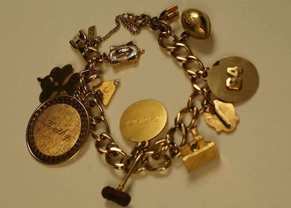 Gold Tone Vintage Charm Bracelet