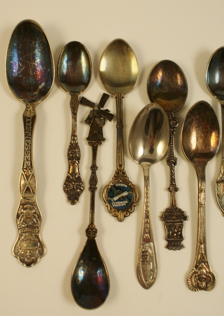 Ten Vintage Silver Plated Tourist Spoons
