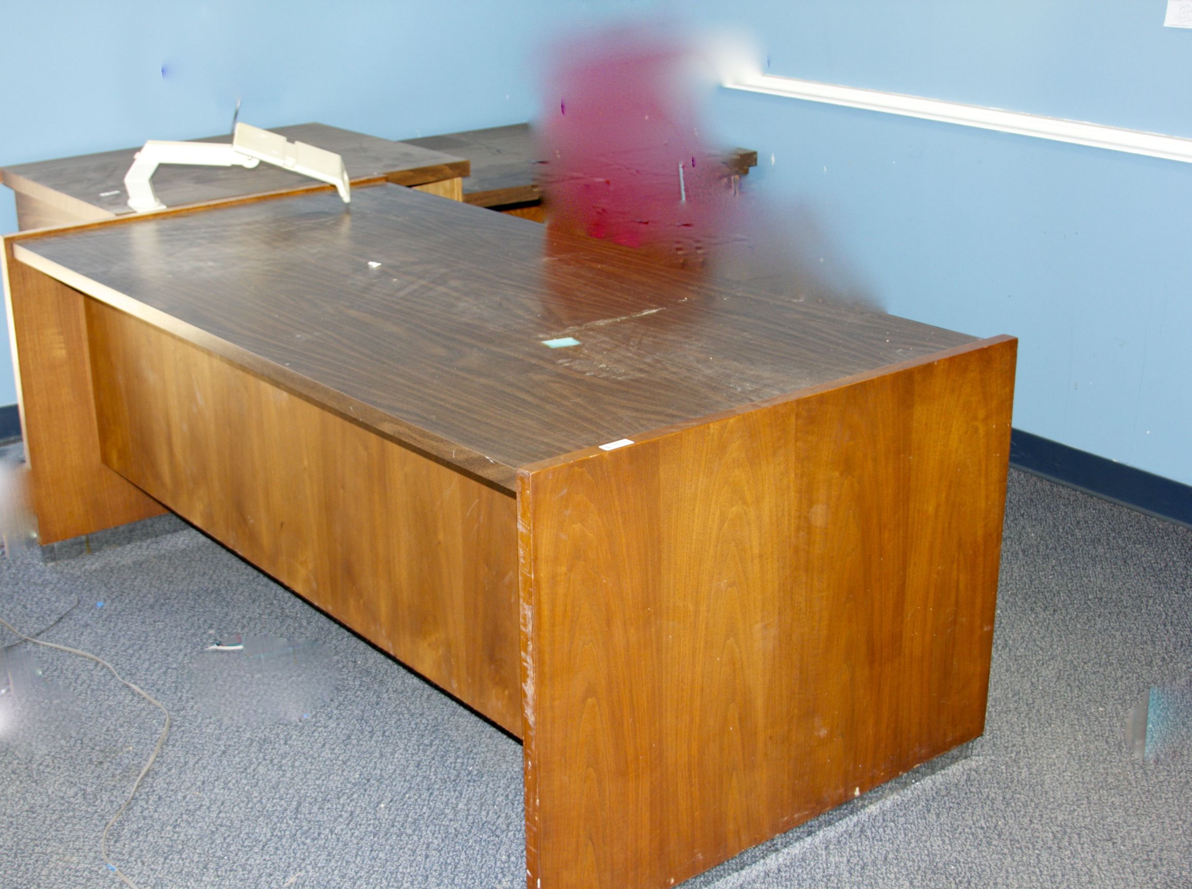 Large Vintage Walnut Executive Desk and Modern Chair