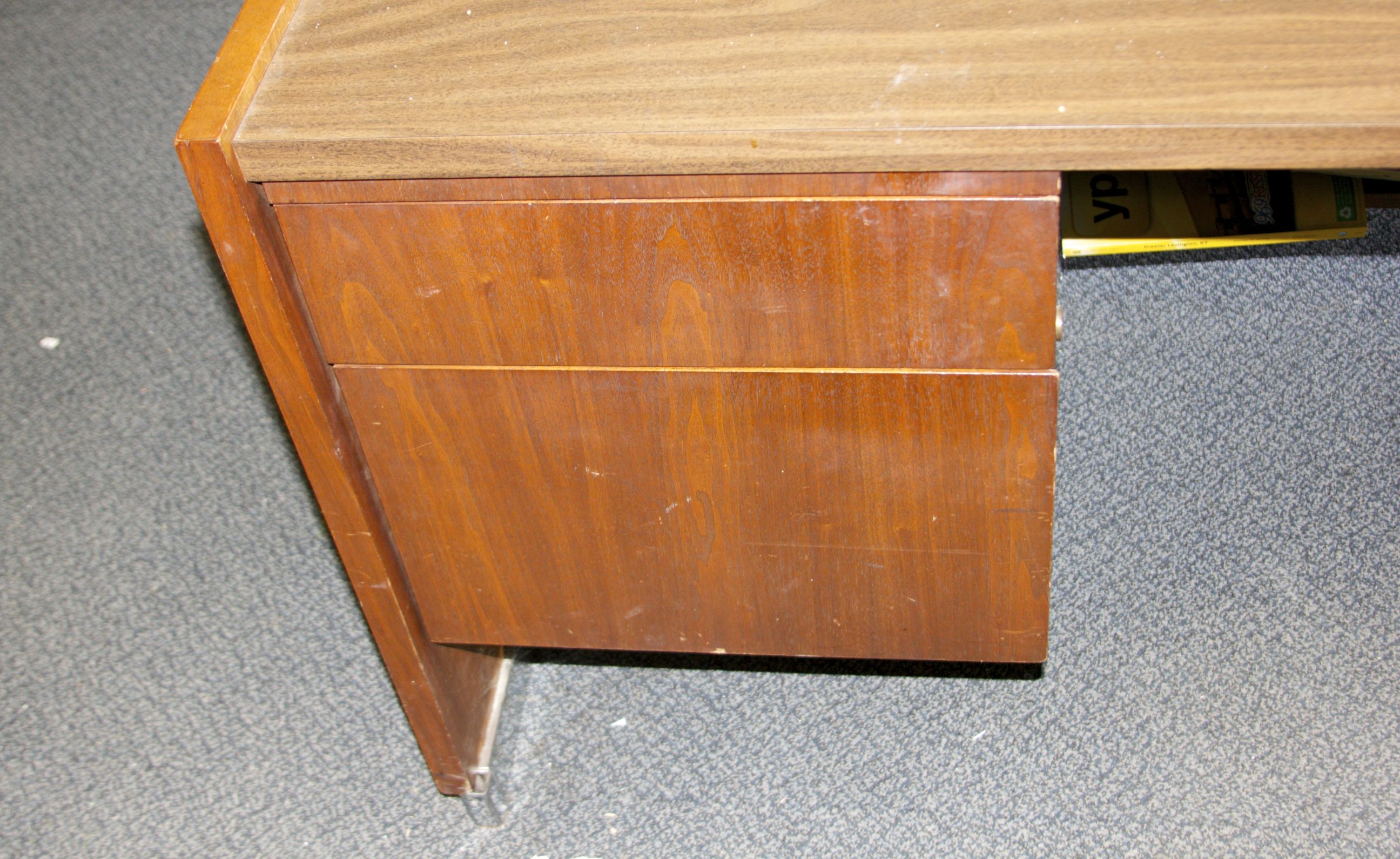 Large Vintage Walnut Executive Desk and Modern Chair