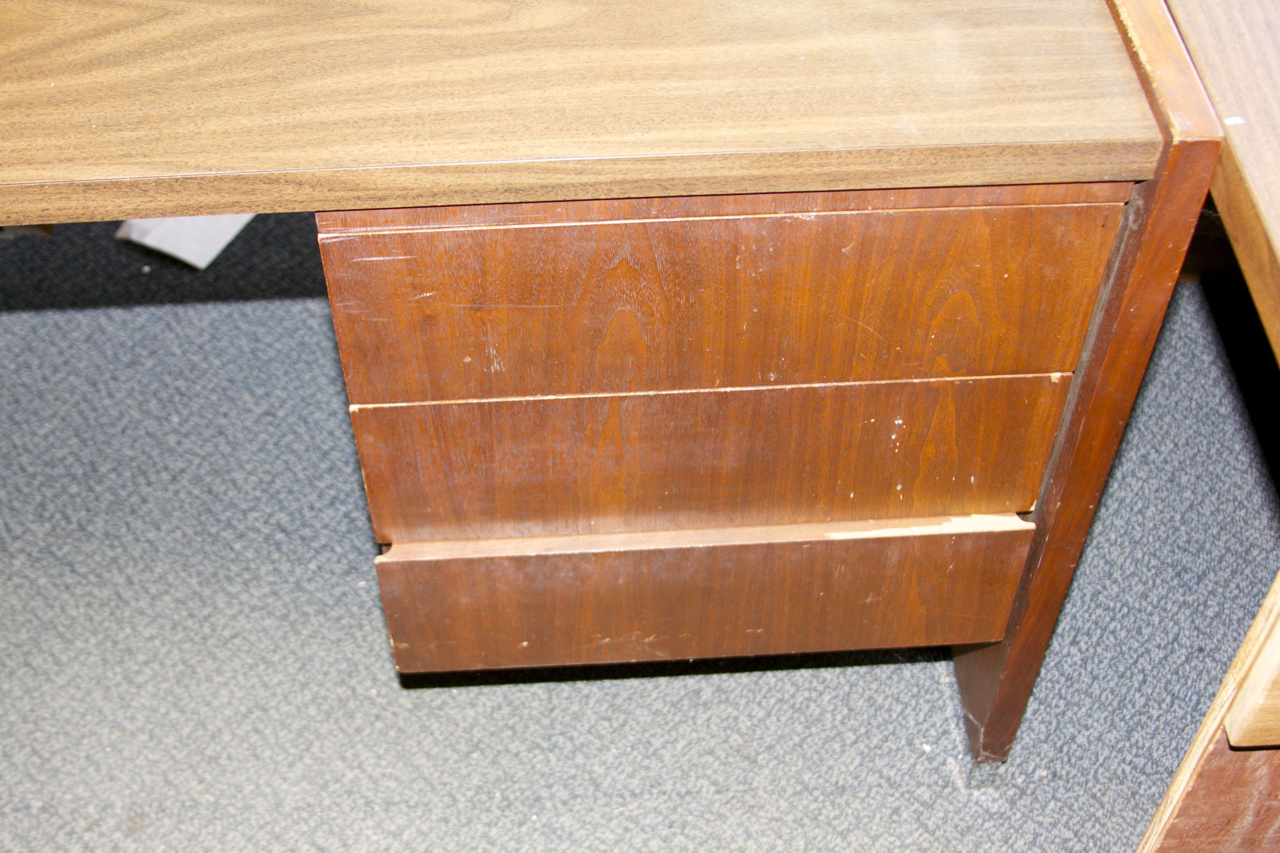 Large Vintage Walnut Executive Desk and Modern Chair