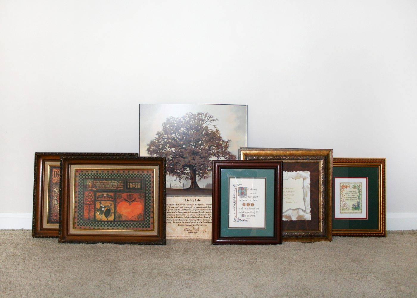 Collection of Framed Wall Hangings Featuring Quotations