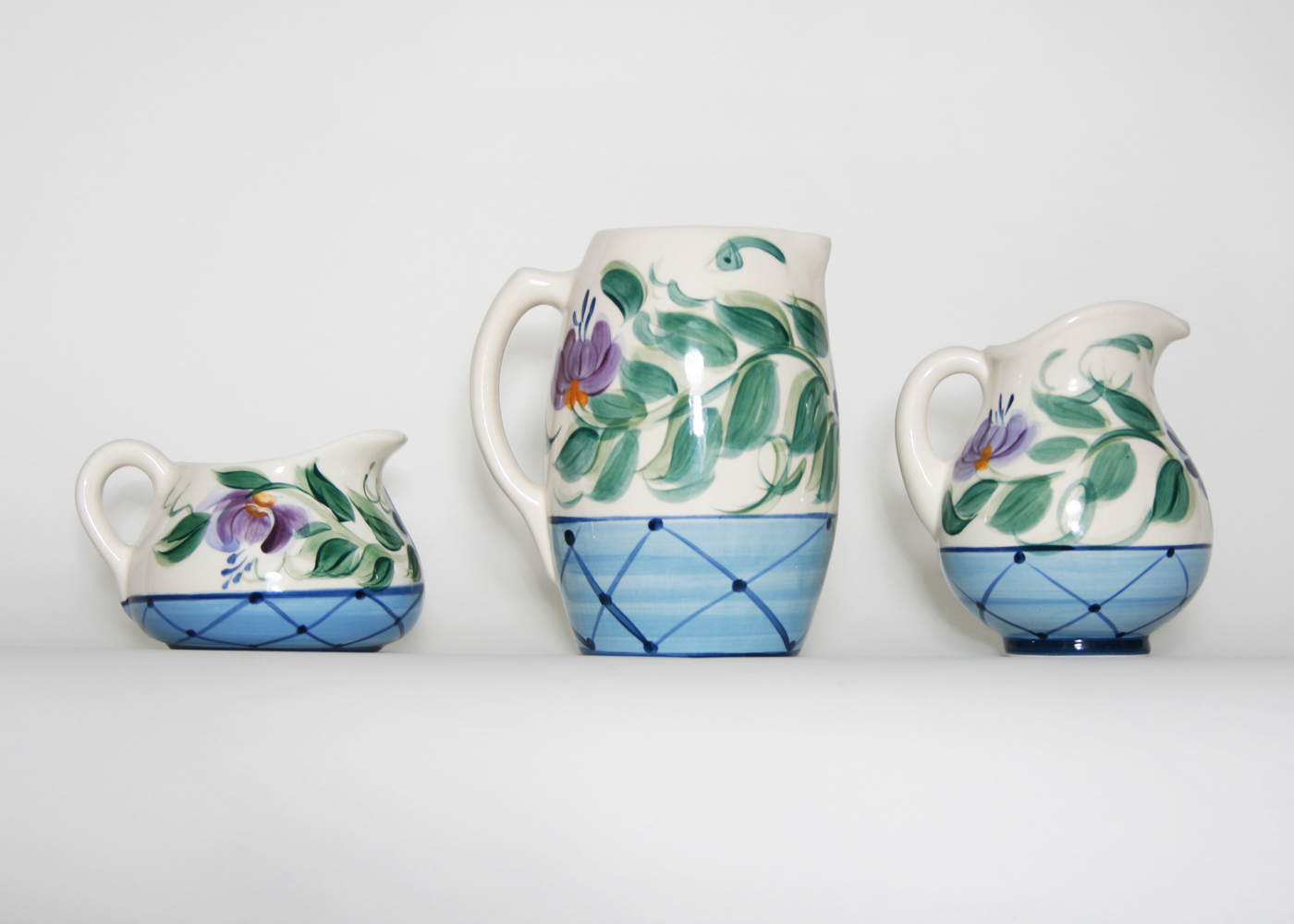 Set of Three Gail Pittman Ceramic Pitchers