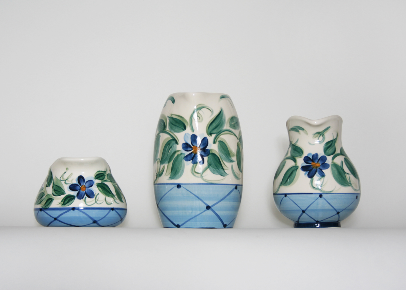 Set of Three Gail Pittman Ceramic Pitchers