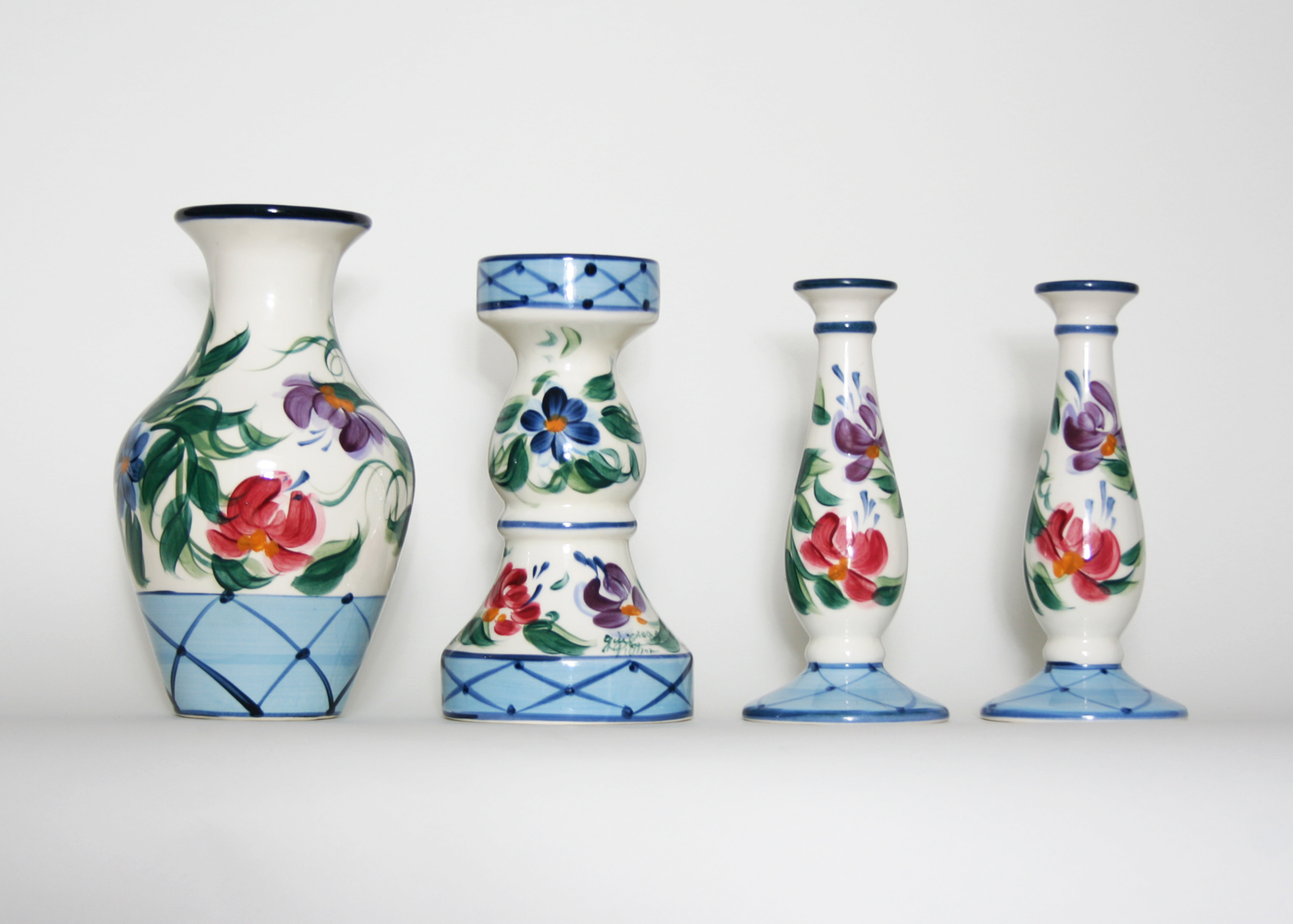 Collection of Gail Pittman Ceramic Candle Holders and Vases