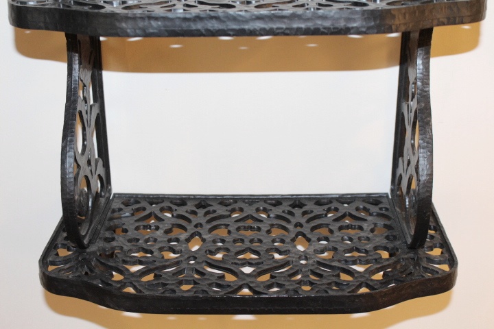 White Wicker Square End Table, Black Shelves, Basket