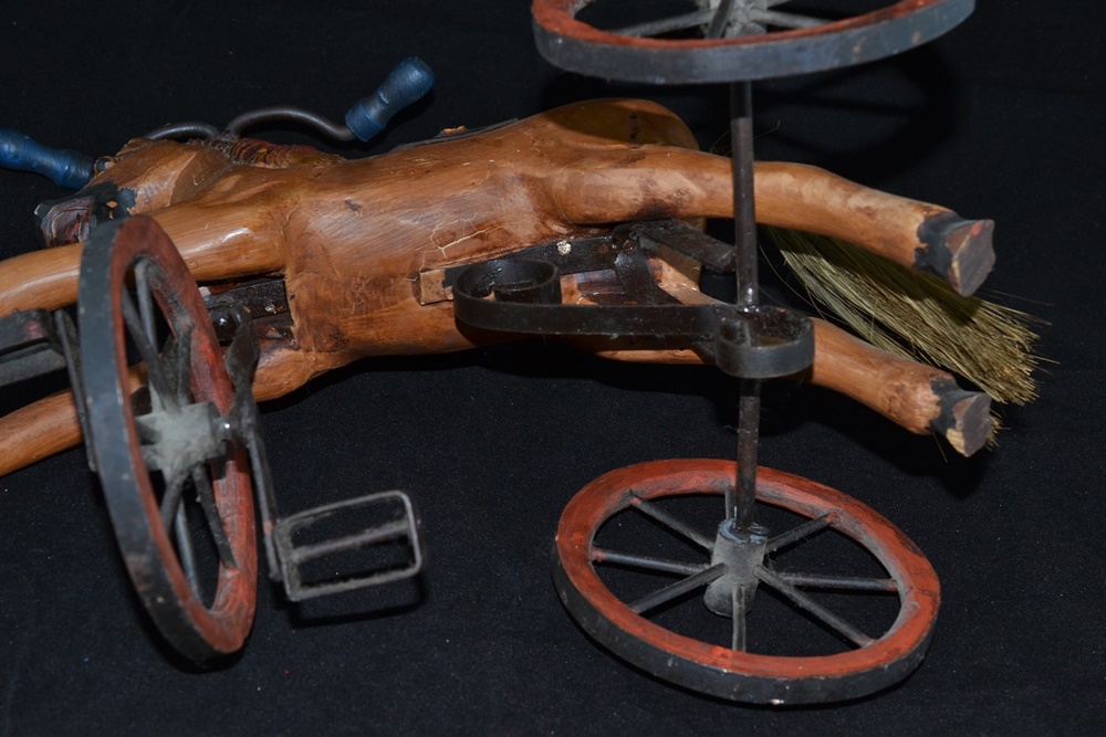 Reproduction Folk Art Miniature Wooden Horse Bicycle