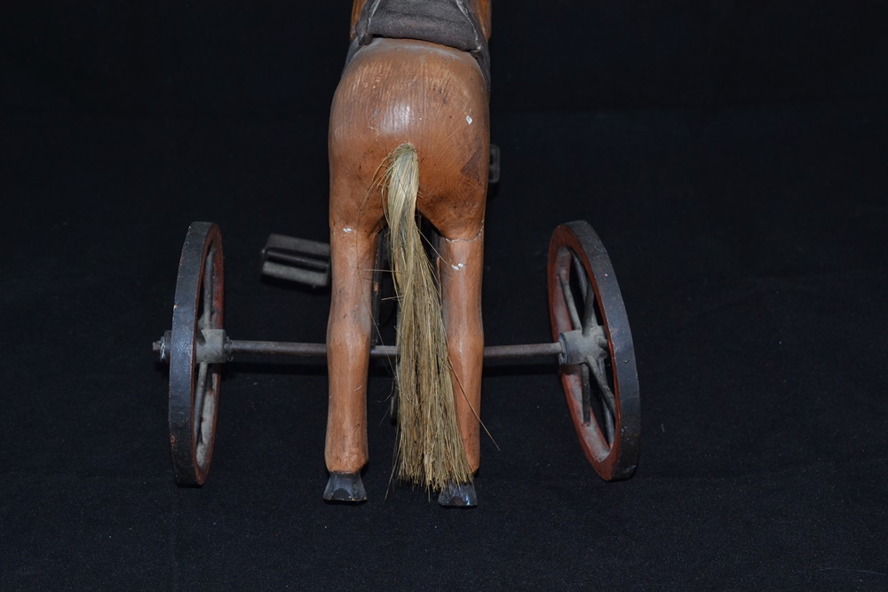 Reproduction Folk Art Miniature Wooden Horse Bicycle
