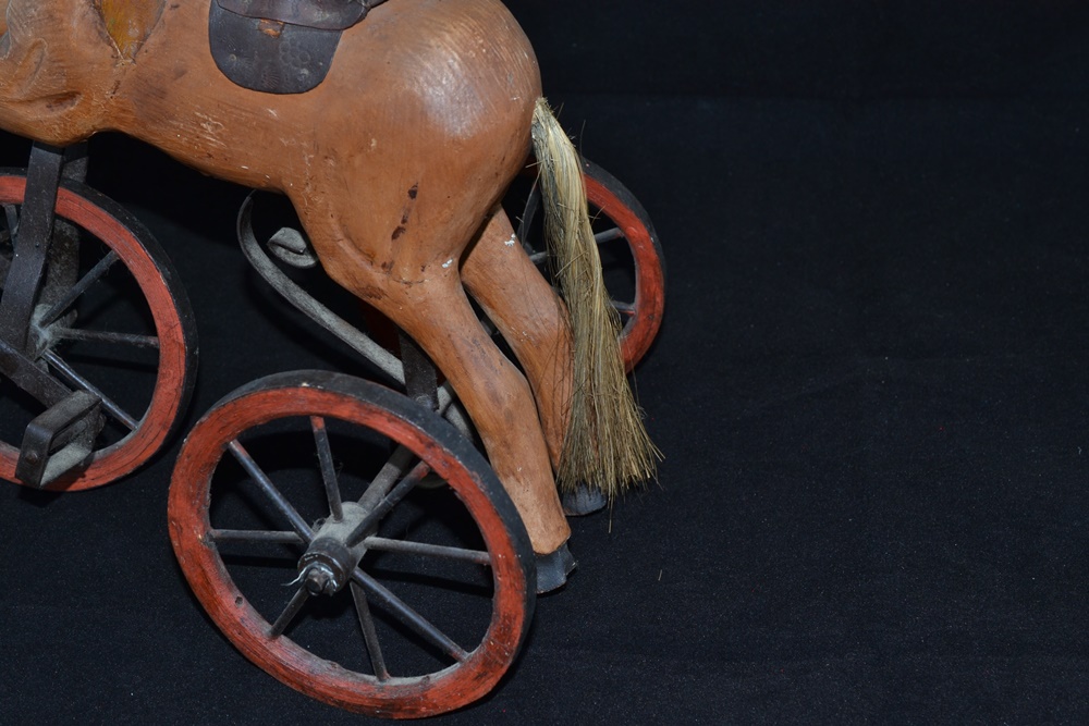 Reproduction Folk Art Miniature Wooden Horse Bicycle