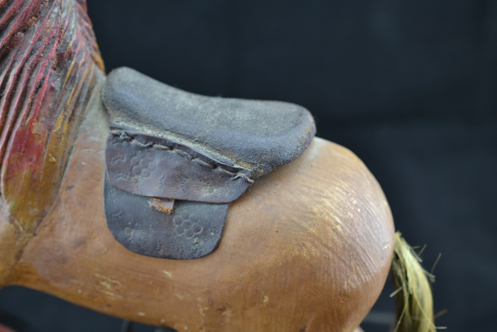 Reproduction Folk Art Miniature Wooden Horse Bicycle