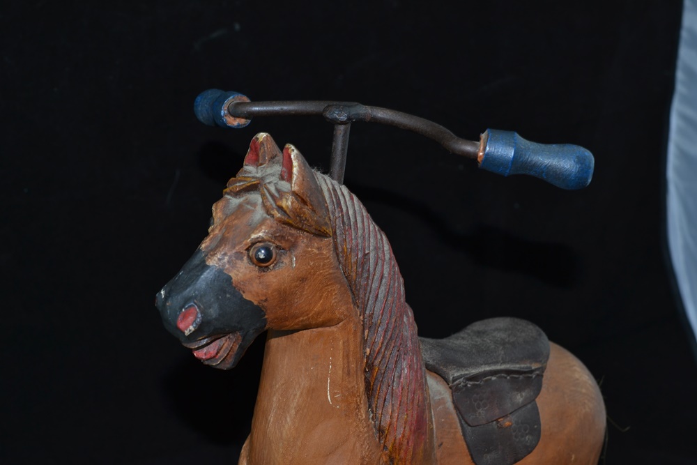 Reproduction Folk Art Miniature Wooden Horse Bicycle