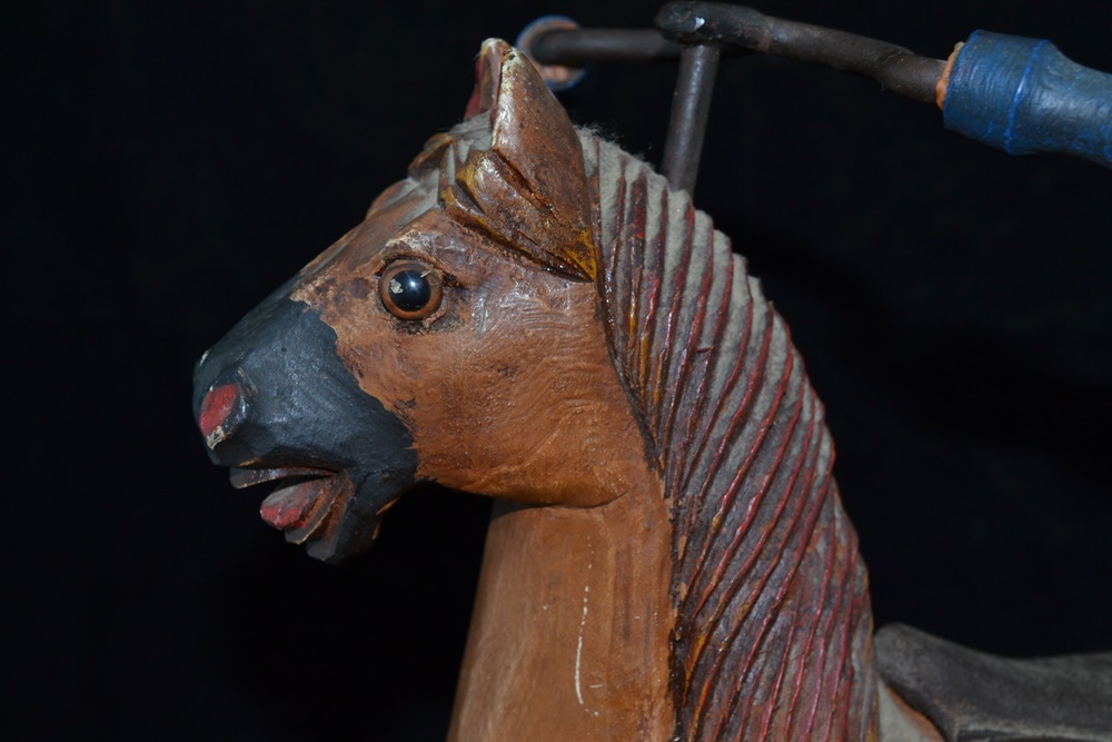 Reproduction Folk Art Miniature Wooden Horse Bicycle