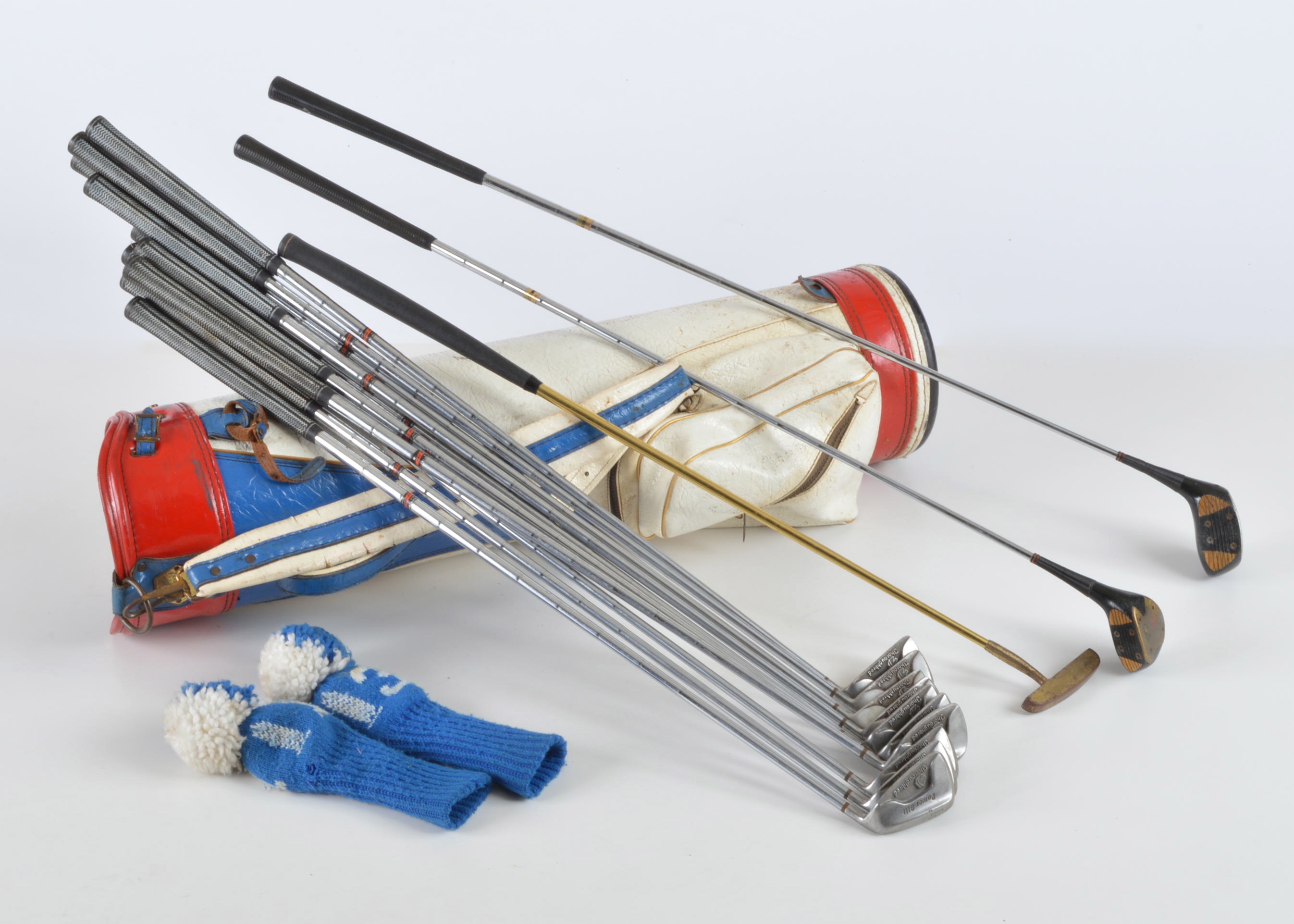 Vintage Leather Royal Golf Bag with Clubs