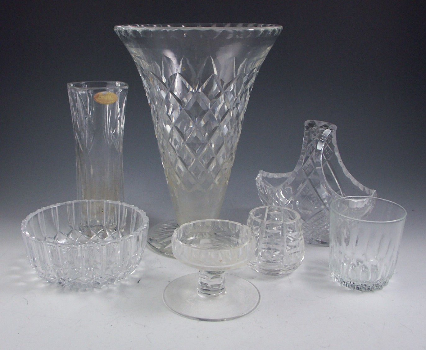Seven Piece Cut Crystal Decorative Pieces