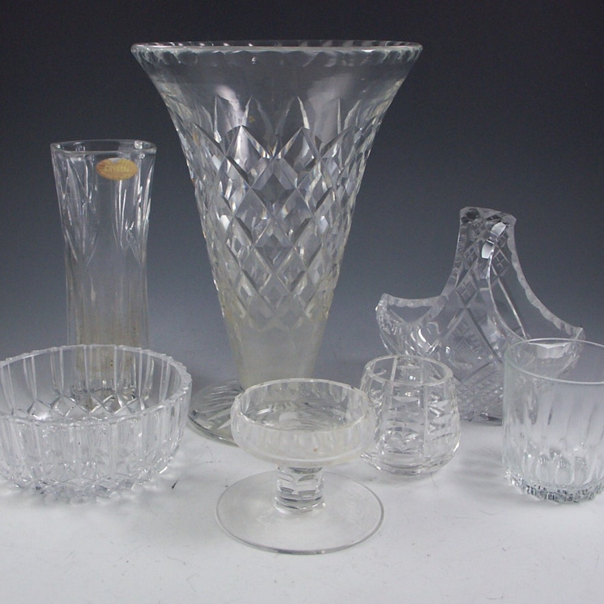 Seven Piece Cut Crystal Decorative Pieces