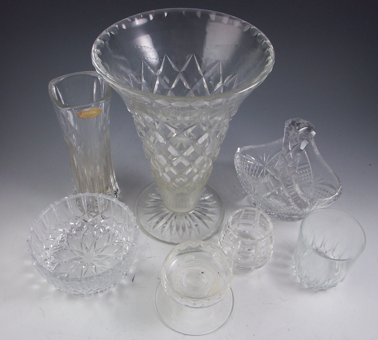 Seven Piece Cut Crystal Decorative Pieces