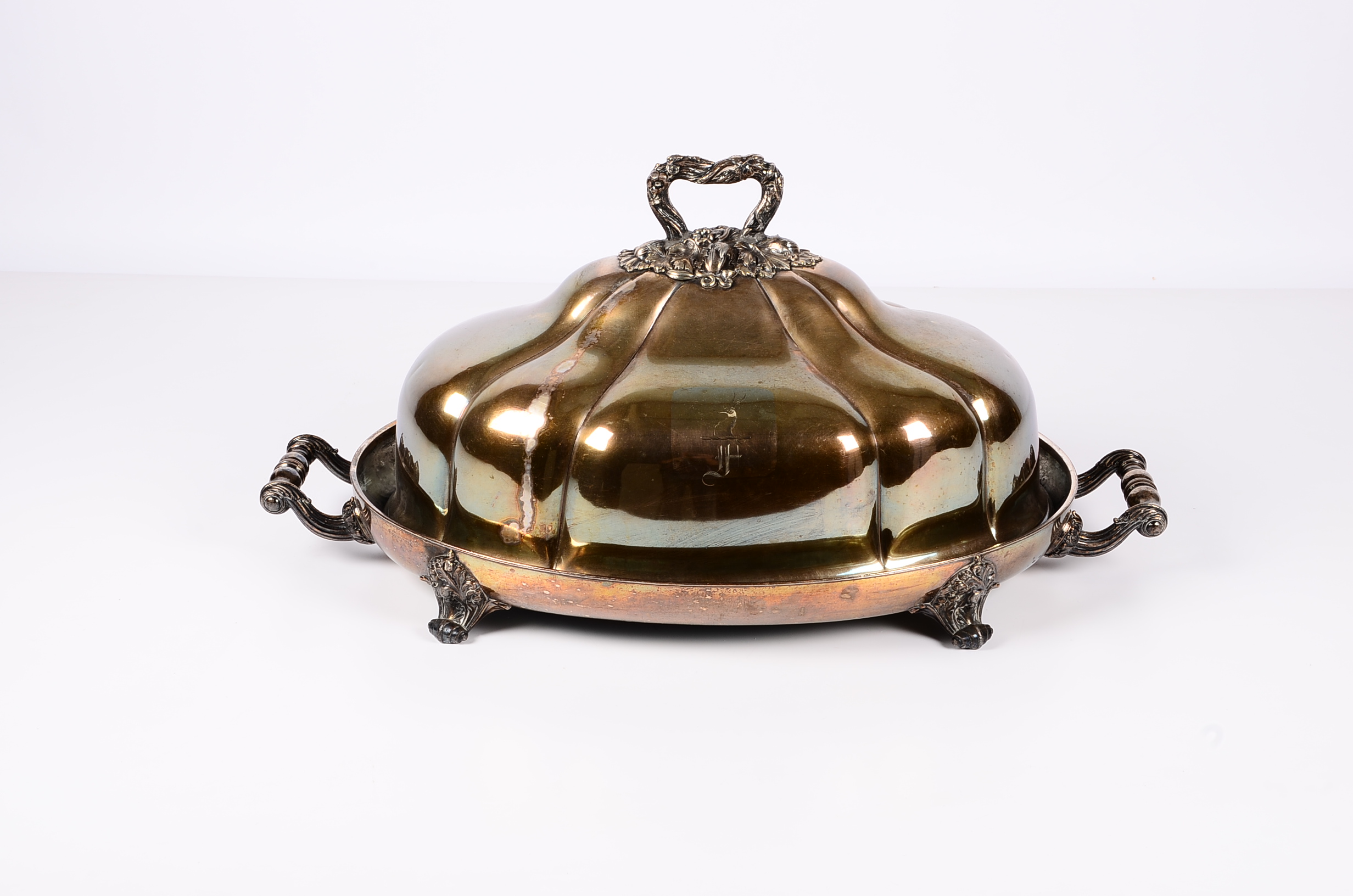 Unmatched Antique Silver Plate Meat Platter and Dome Cover