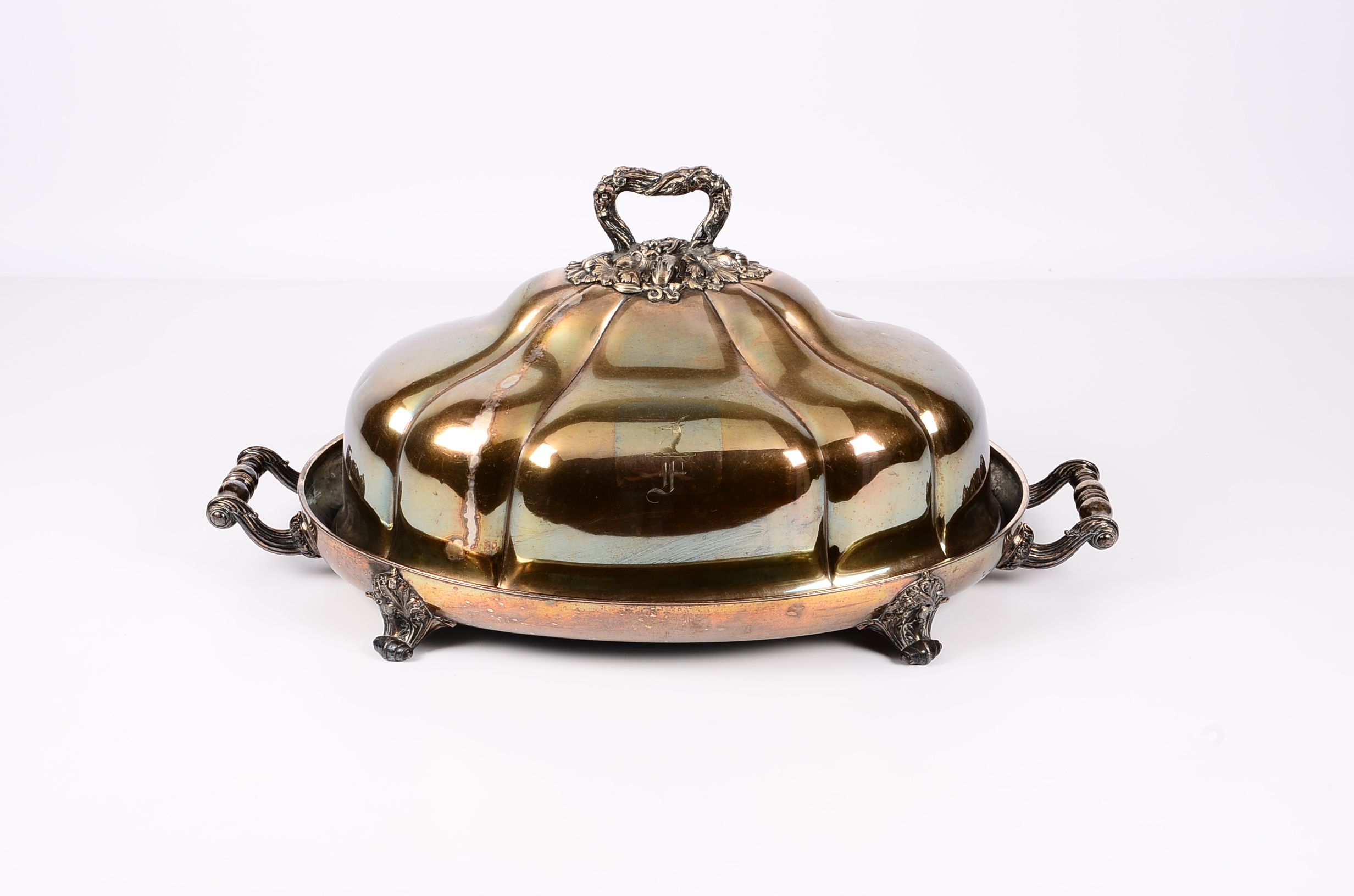 Unmatched Antique Silver Plate Meat Platter and Dome Cover