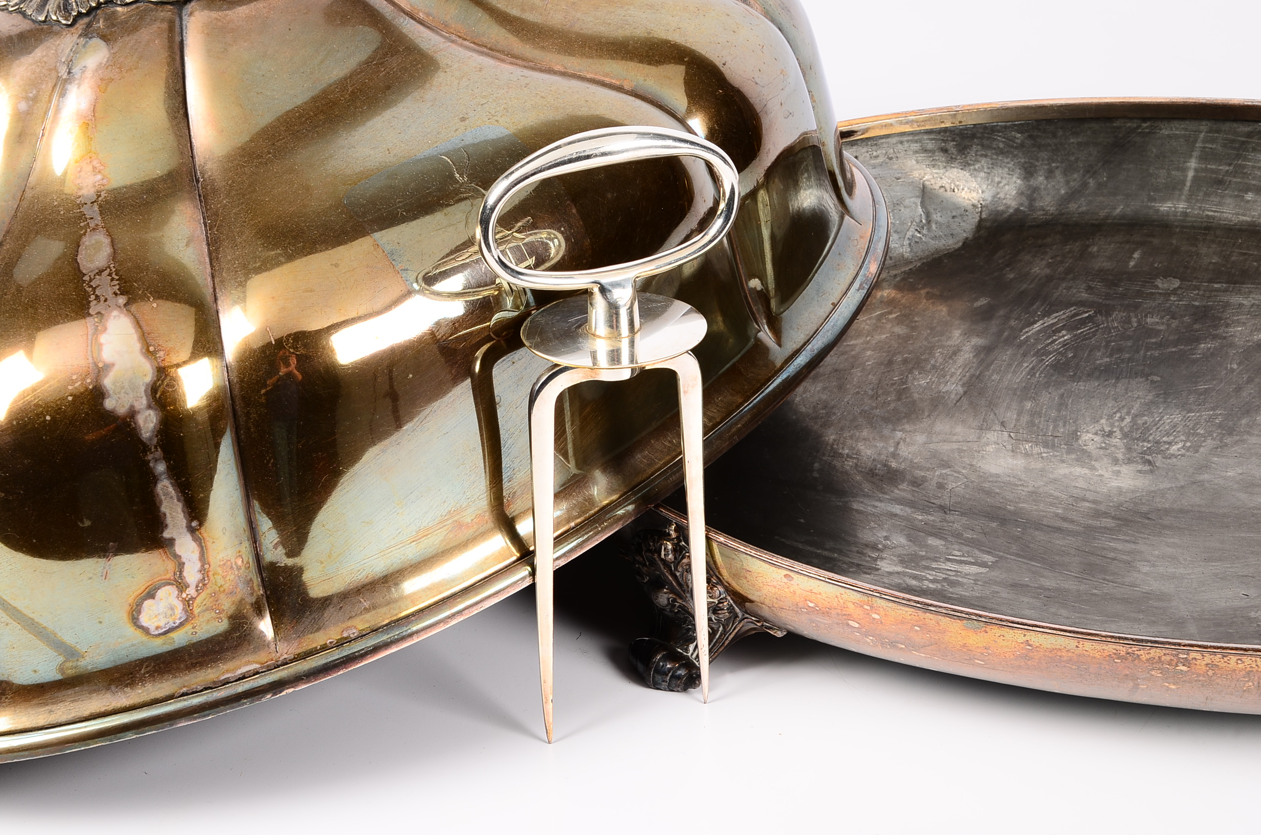 Unmatched Antique Silver Plate Meat Platter and Dome Cover