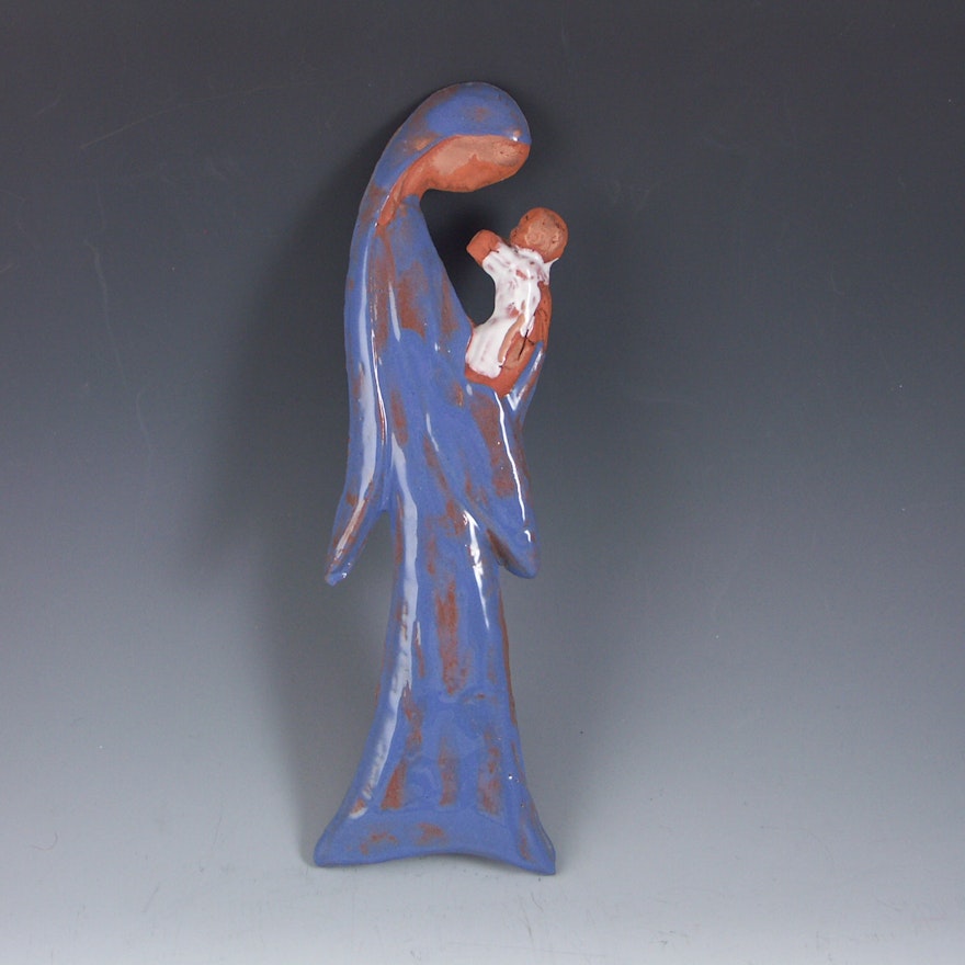 Enameled Terra Cotta Madonna and Child 