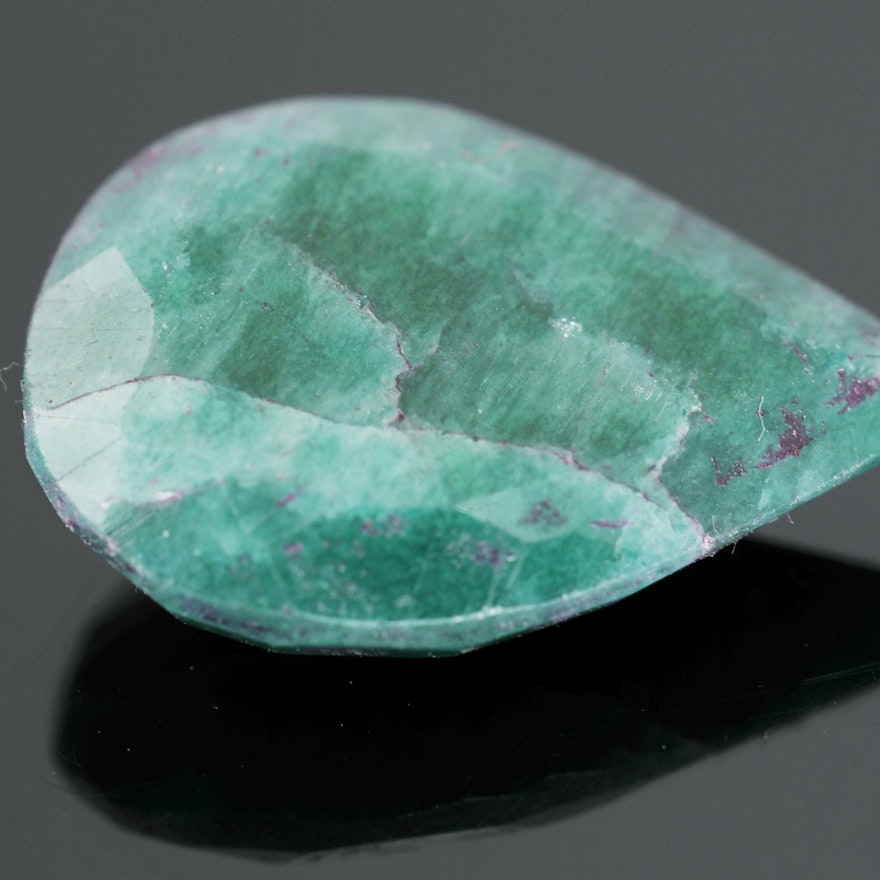 Loose 5.75 Carat Pear Shape Emerald Stone 