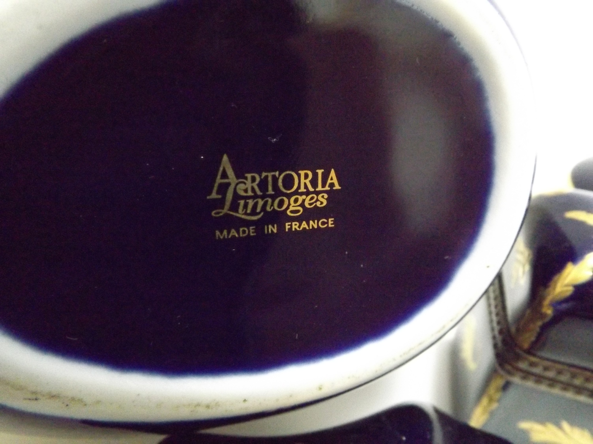 French Limoges Cobalt Blue Porcelain Dresser Boxes