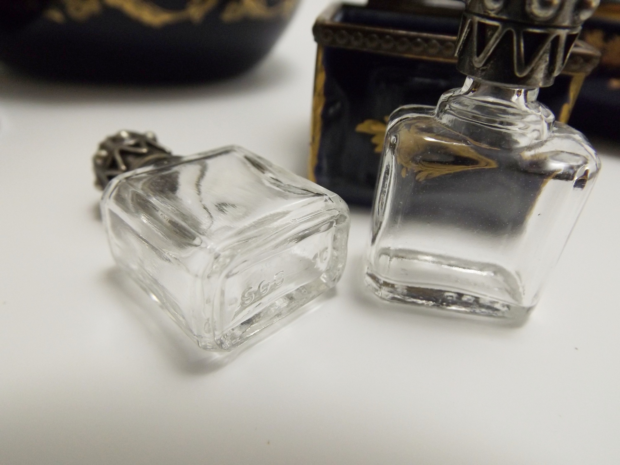 French Limoges Cobalt Blue Porcelain Dresser Boxes