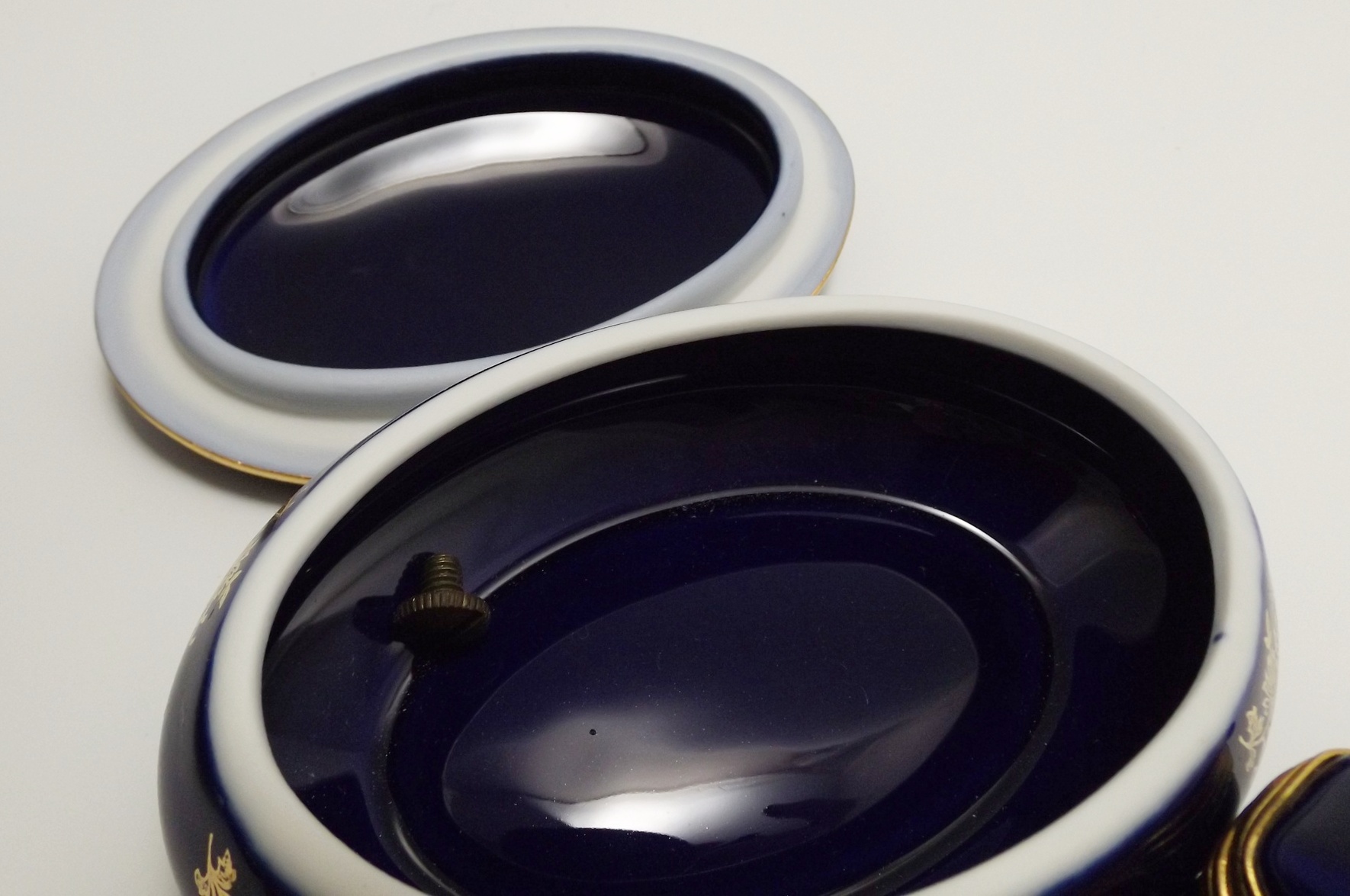 French Limoges Cobalt Blue Porcelain Dresser Boxes