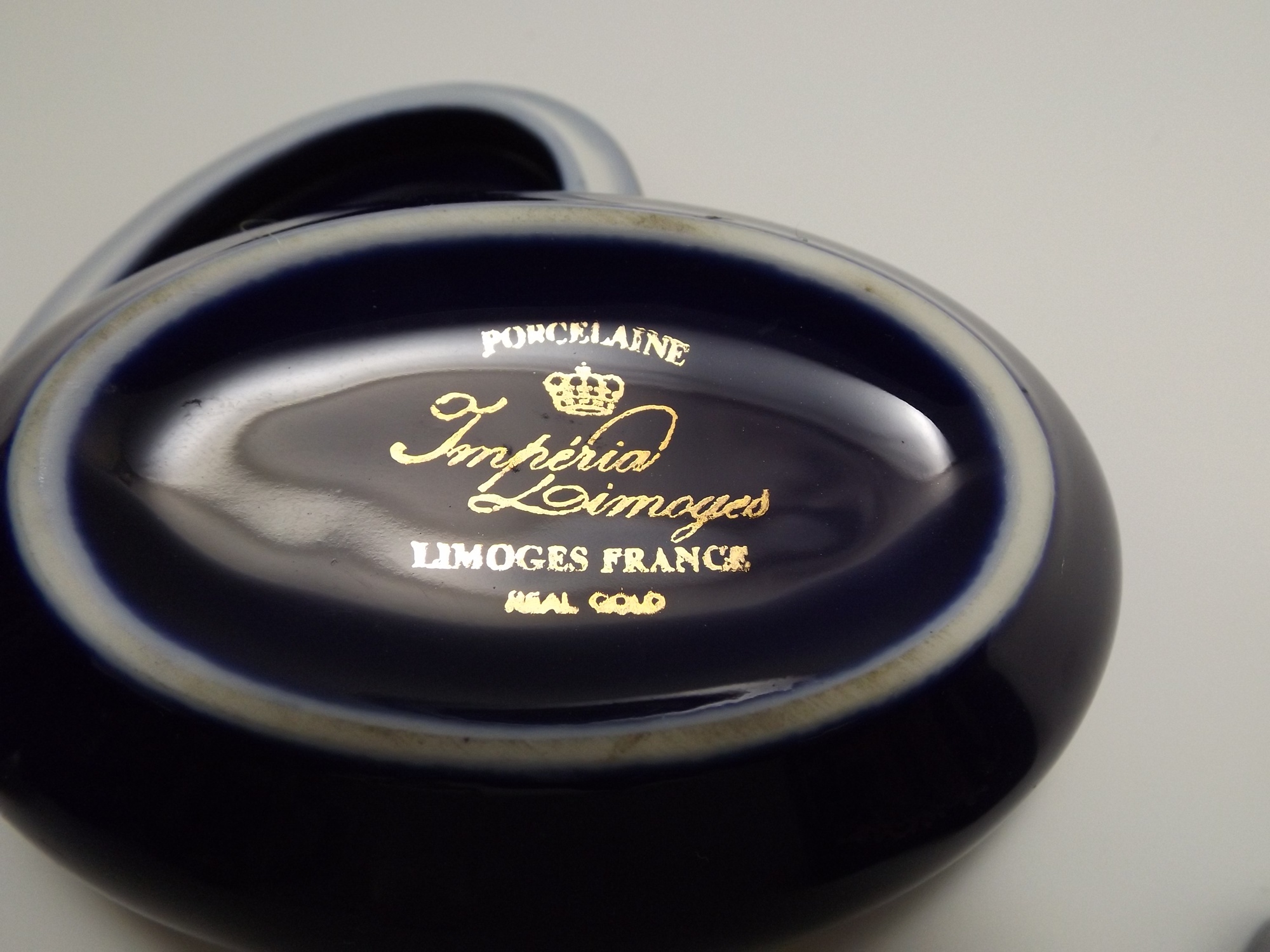 French Limoges Cobalt Blue Porcelain Dresser Boxes