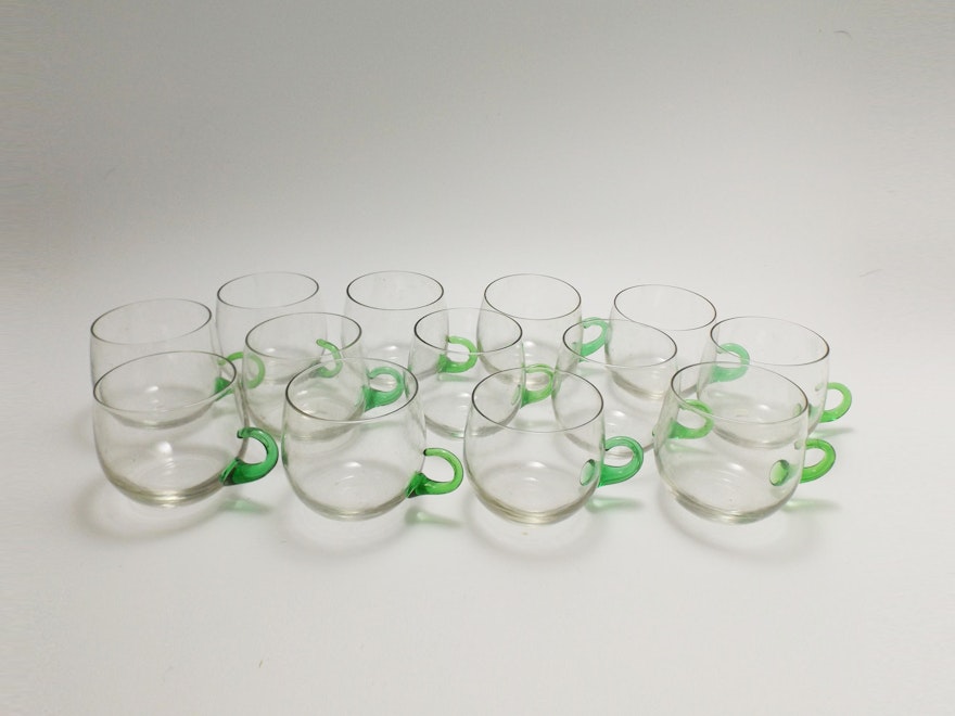 Vintage Swedish Nordiska Punch Cups with Green Handles