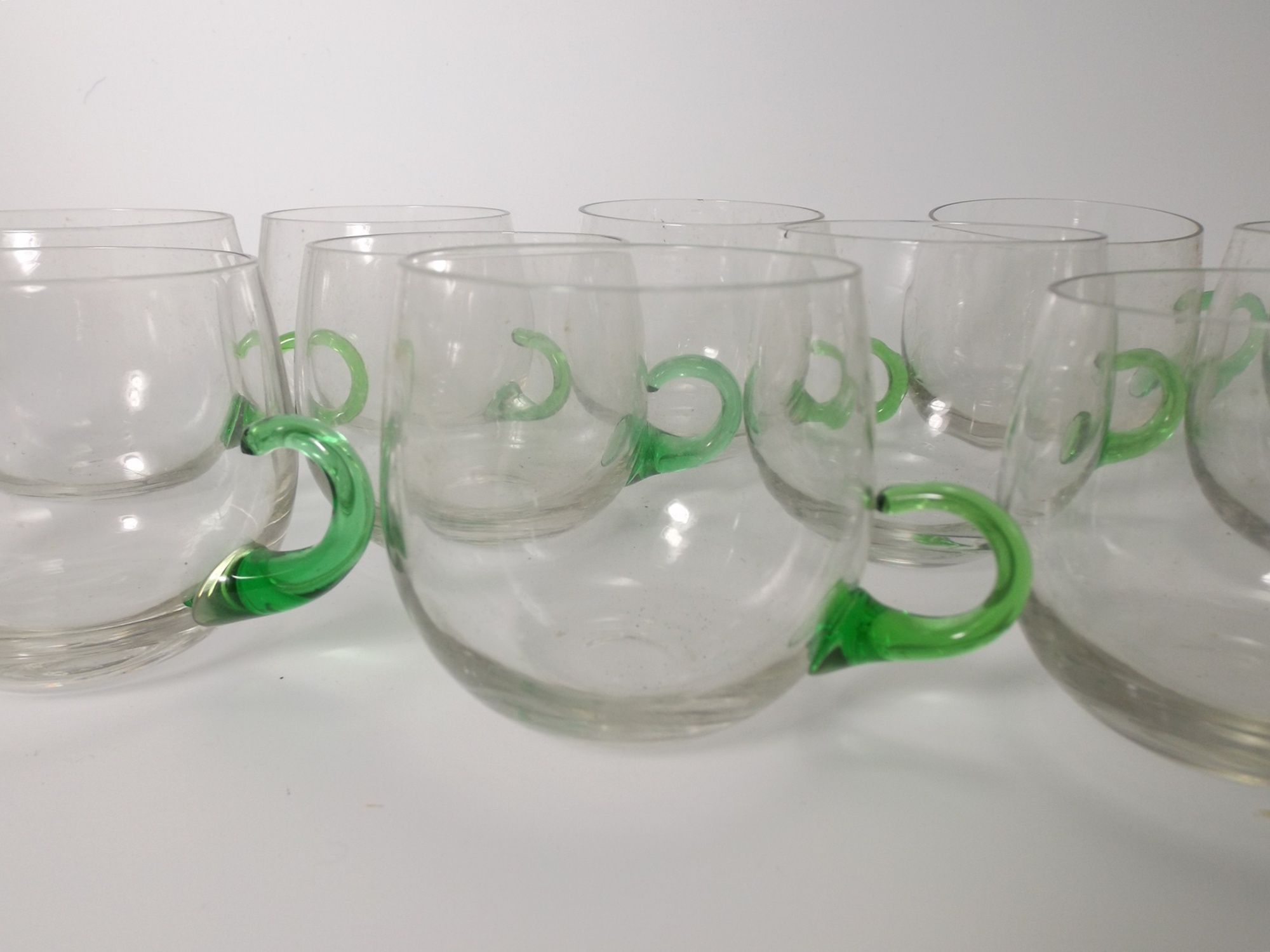 Vintage Swedish Nordiska Punch Cups with Green Handles