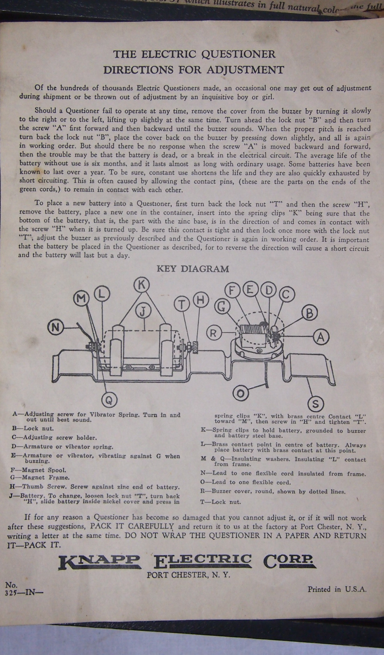 Knapp Electric Questioner Game