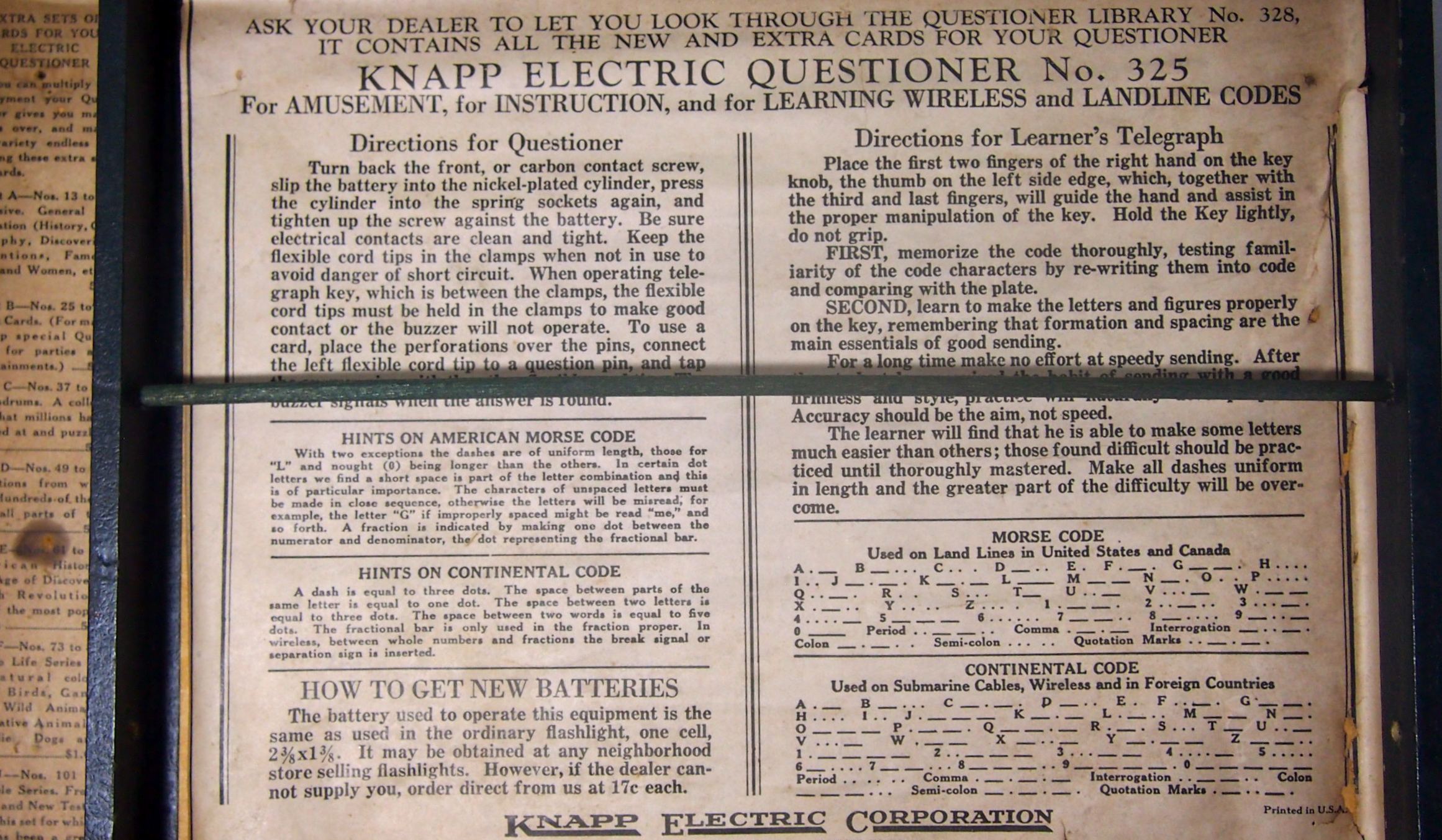 Knapp Electric Questioner Game