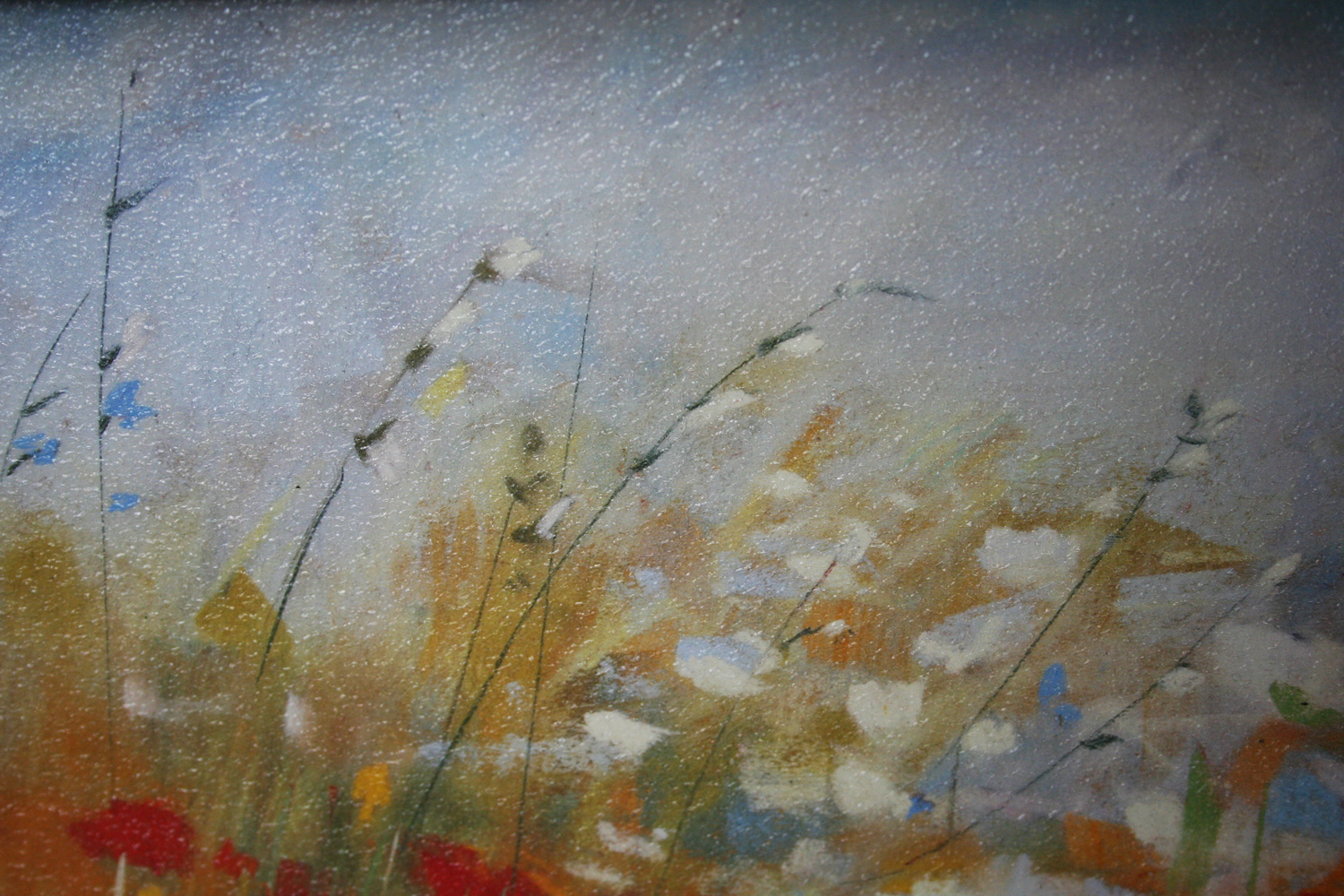 Framed Carol Rowan "Poppies and Larkspur I" Art Print