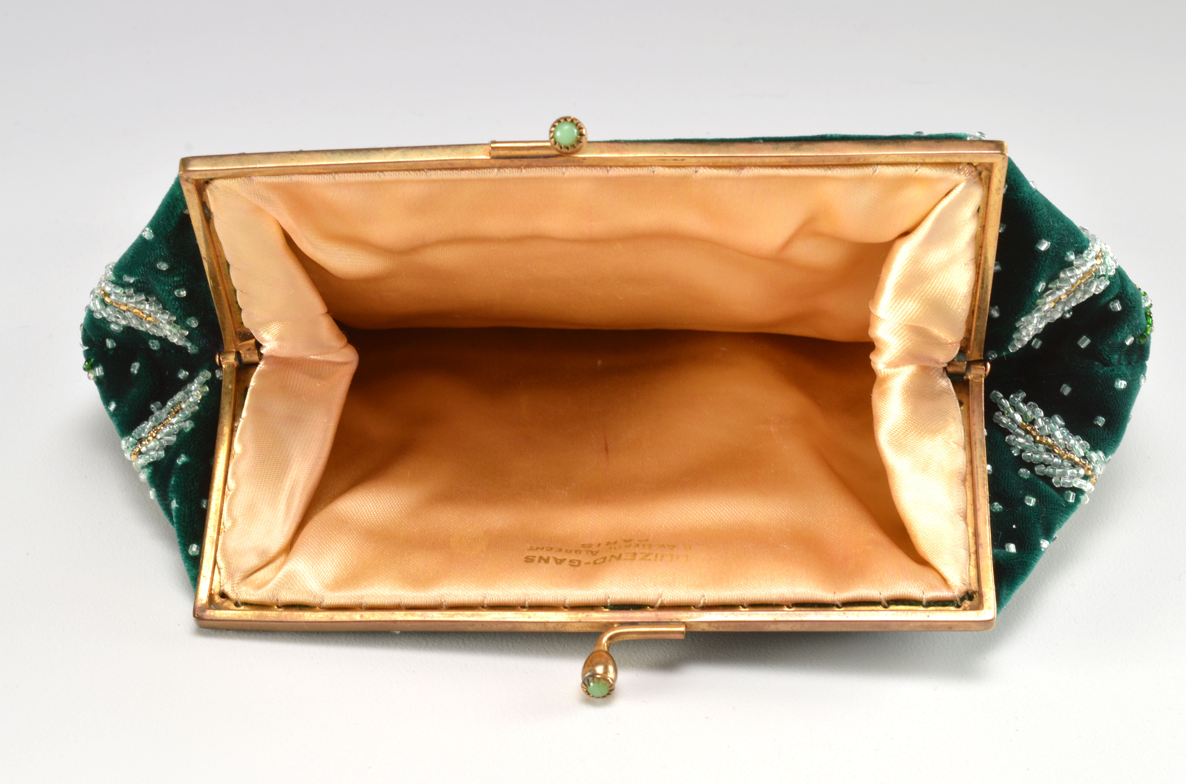 Two Vintage Purses Including a Parisian Green Velvet Clutch