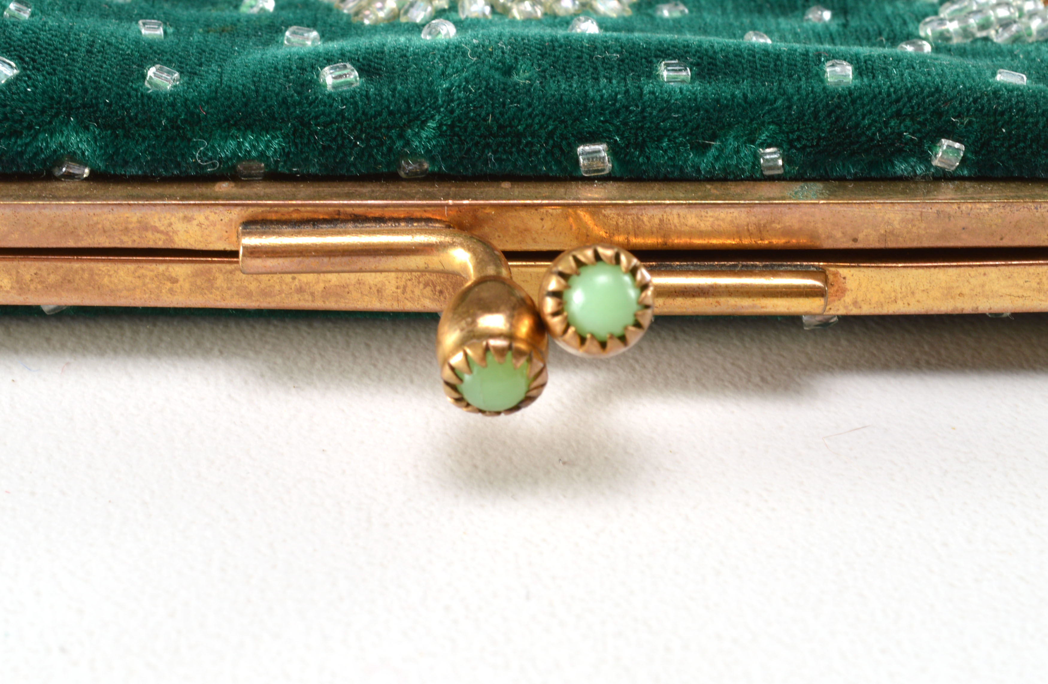 Two Vintage Purses Including a Parisian Green Velvet Clutch