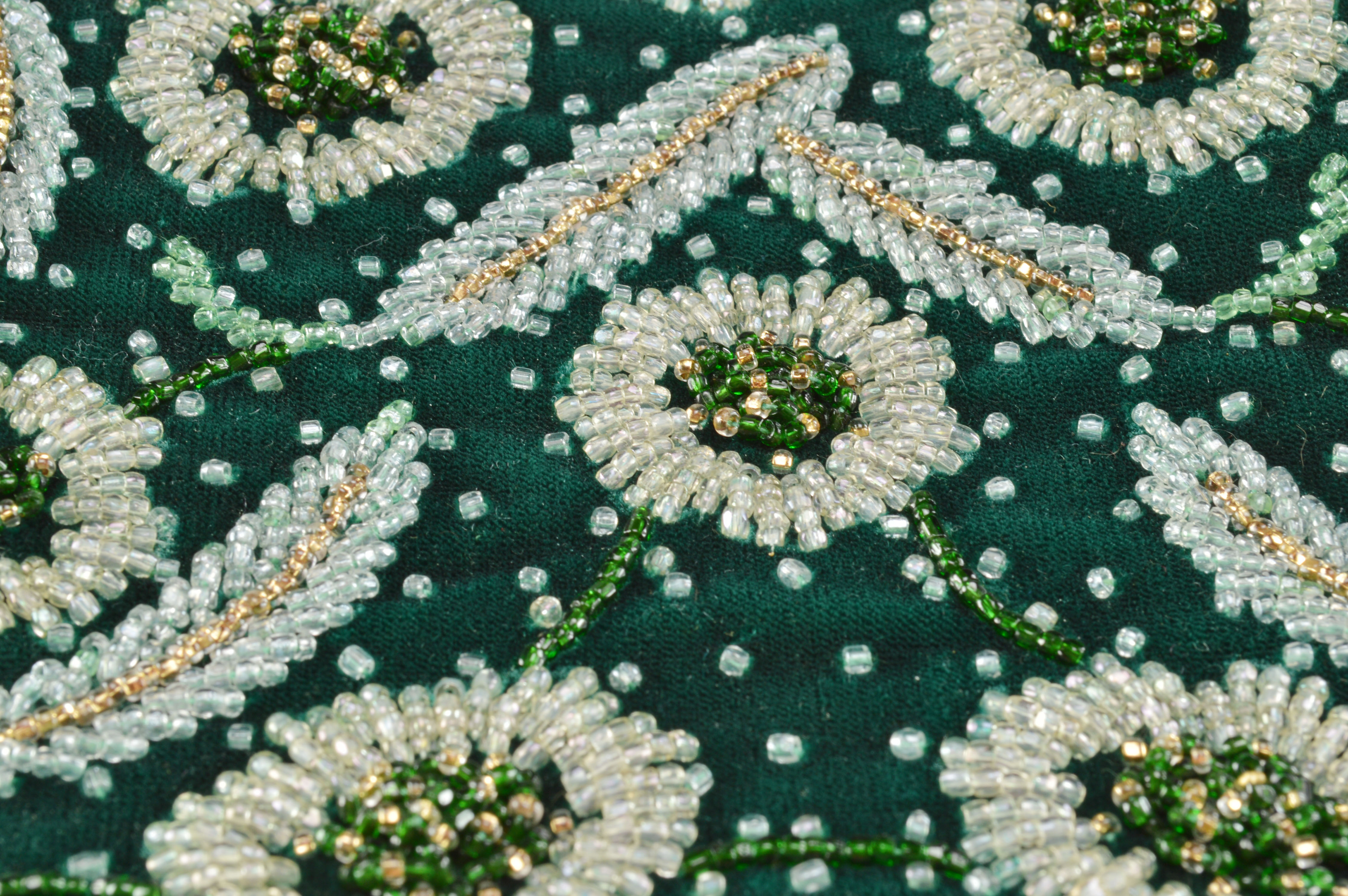 Two Vintage Purses Including a Parisian Green Velvet Clutch