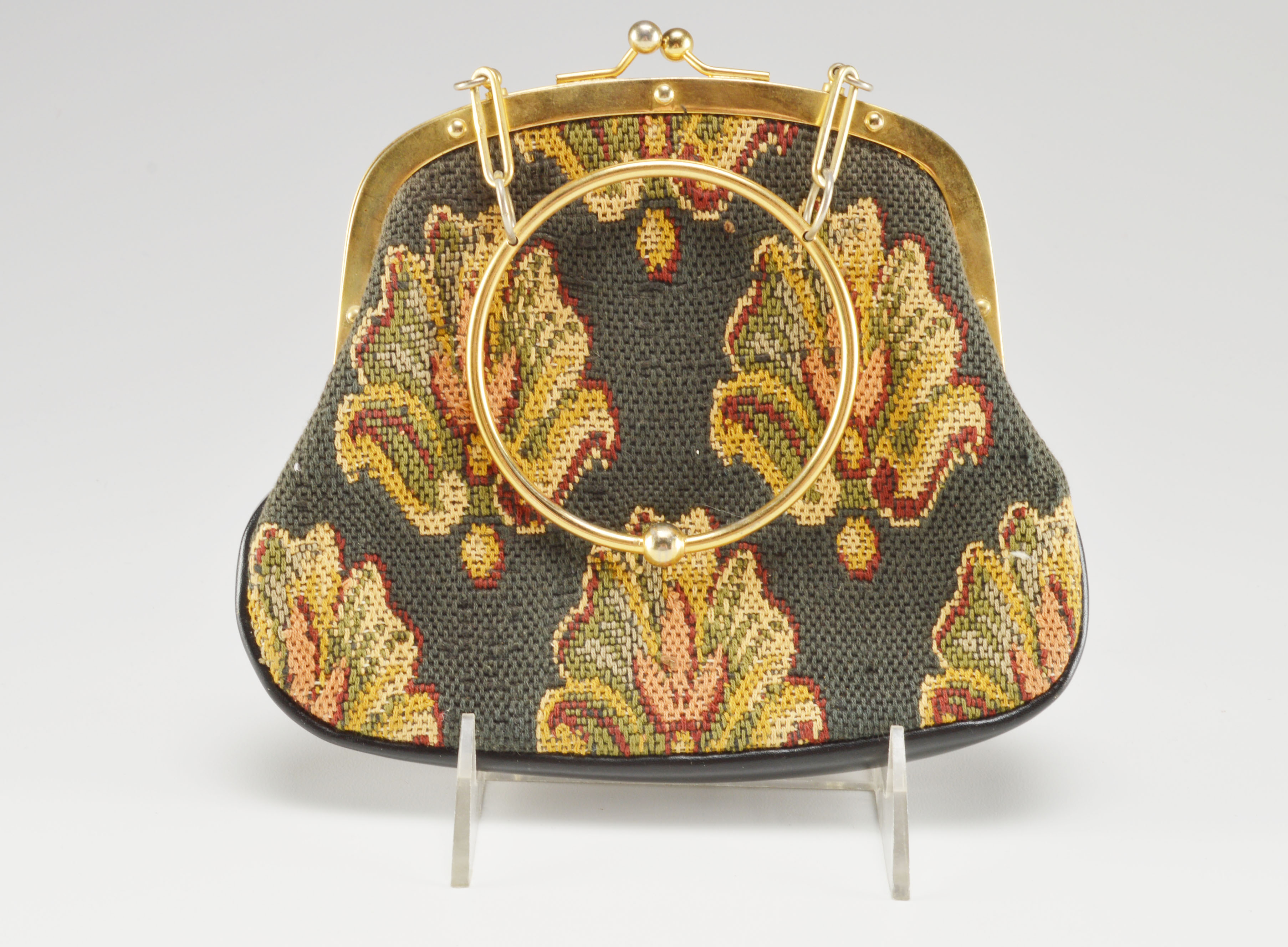 Two Vintage Purses Including a Parisian Green Velvet Clutch