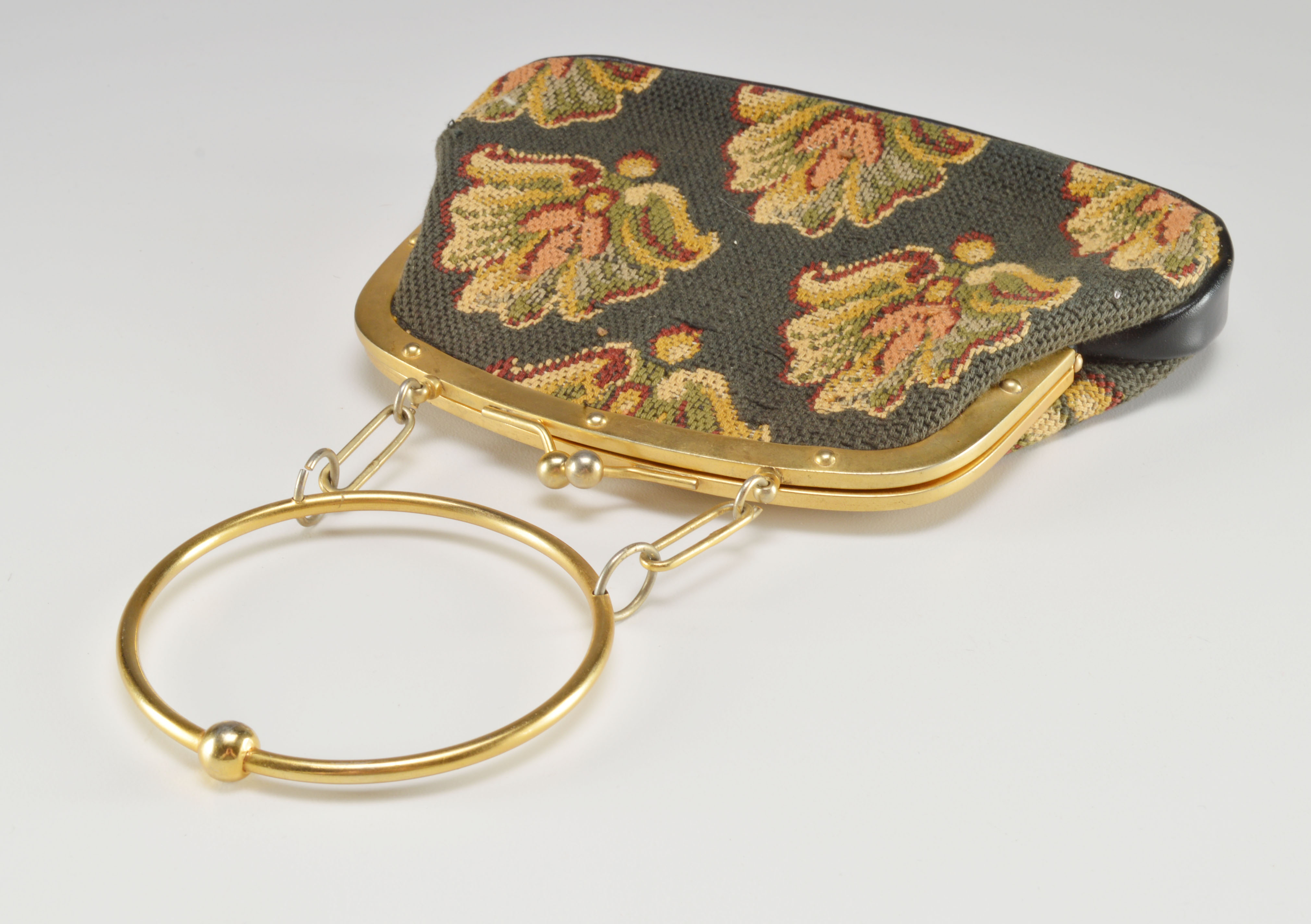 Two Vintage Purses Including a Parisian Green Velvet Clutch