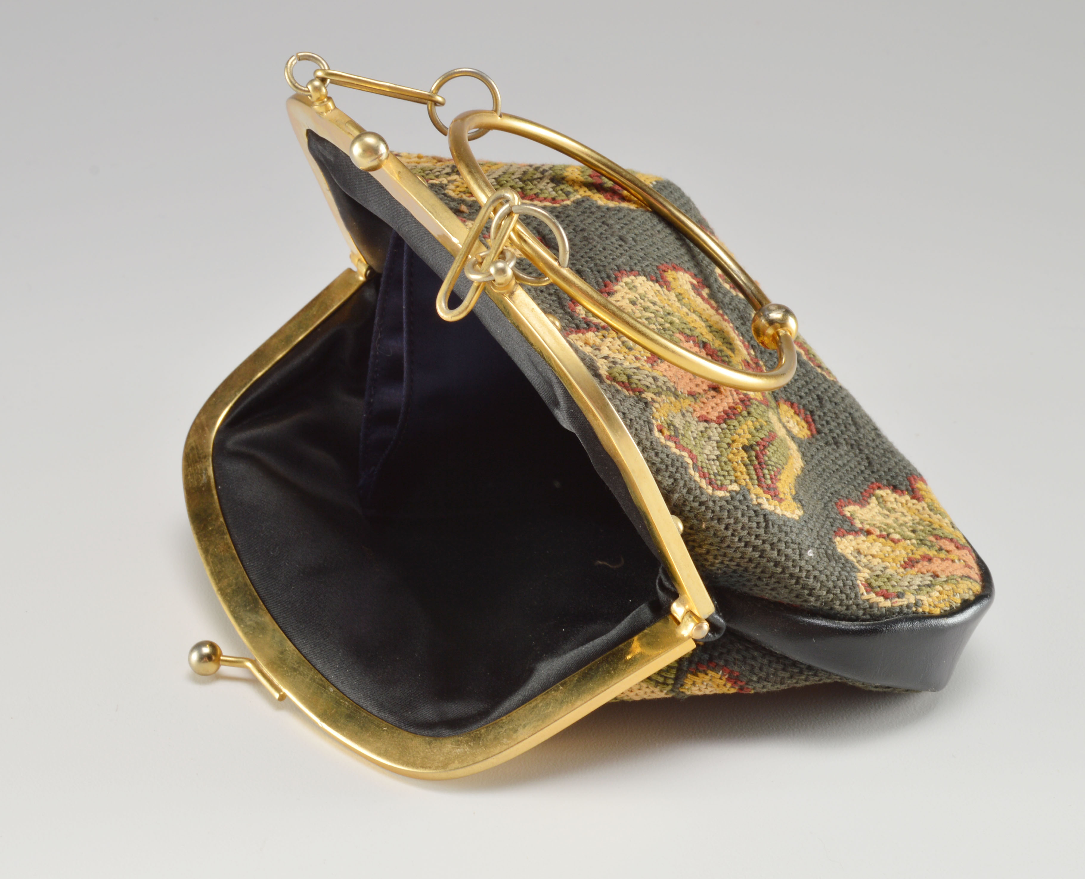 Two Vintage Purses Including a Parisian Green Velvet Clutch