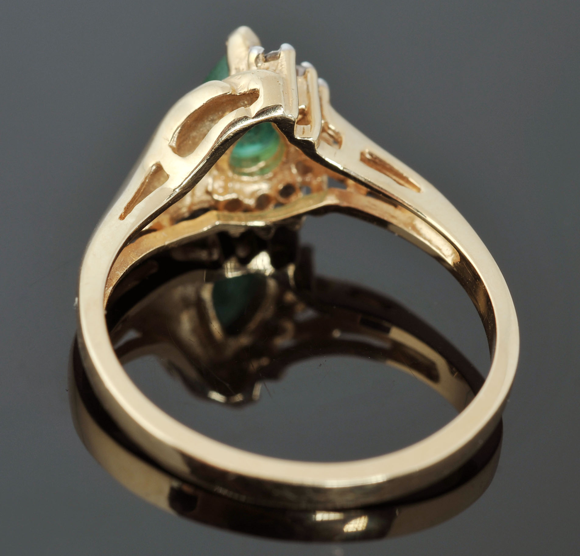 14 K Yellow Gold Emerald and Diamond Ring