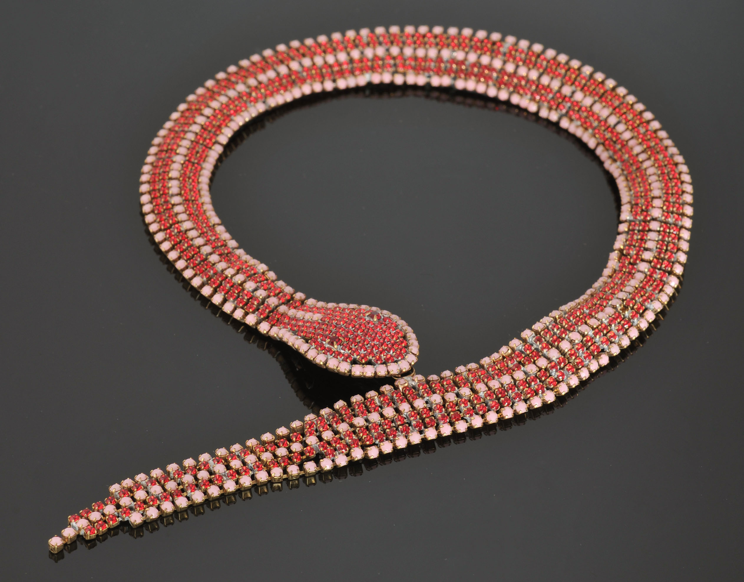 Vintage Czechoslovakian Crystal Snake Choker and Bracelet