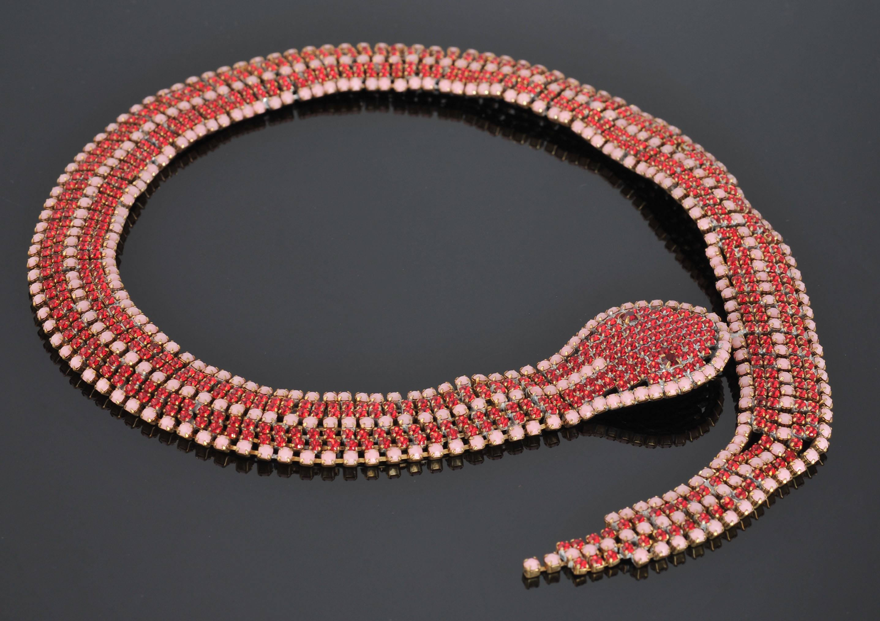 Vintage Czechoslovakian Crystal Snake Choker and Bracelet