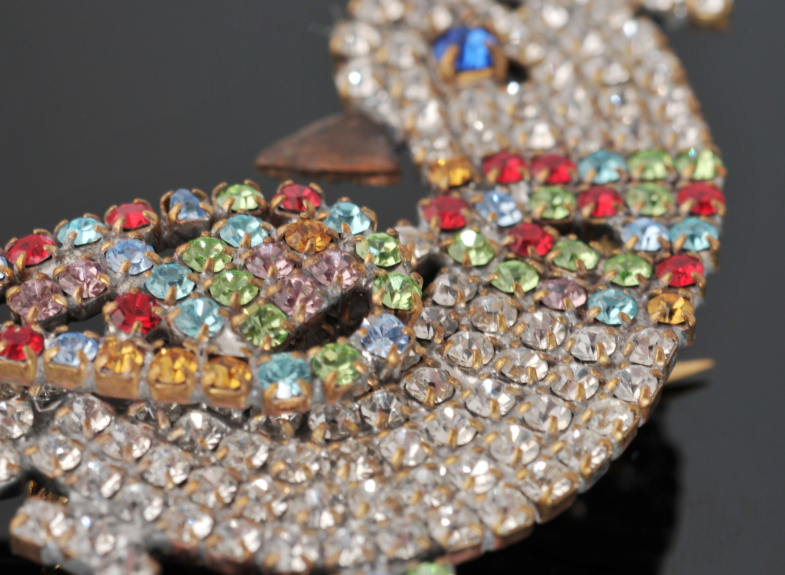 Early 20th Century Czechoslovakian Crystal Cockatoo Pin