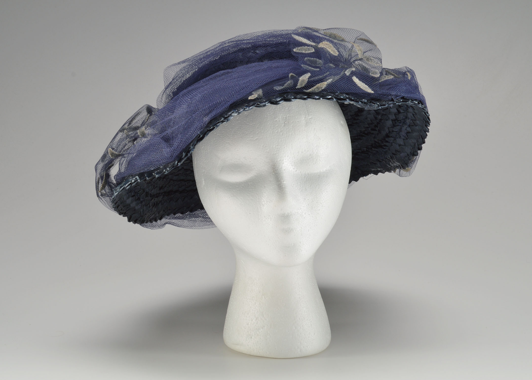 Vintage Navy Blue Cellophane Picture Hat 