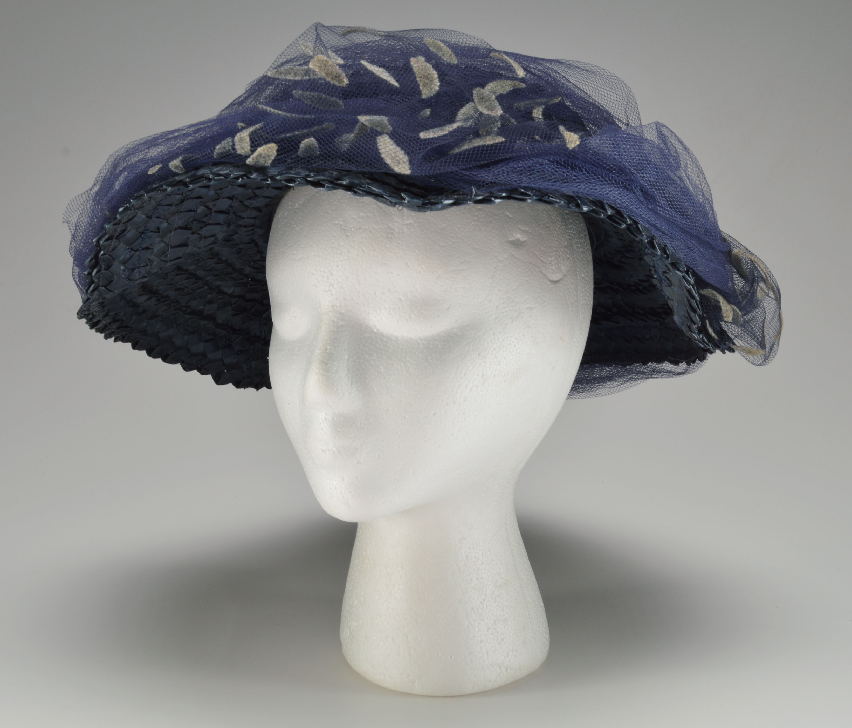 Vintage Navy Blue Cellophane Picture Hat 