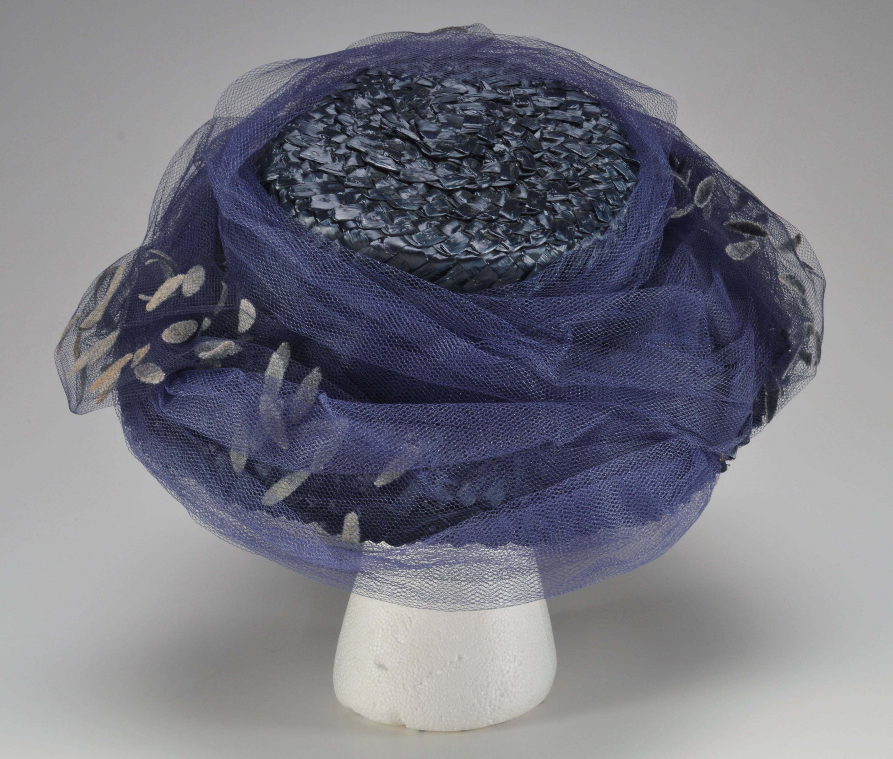 Vintage Navy Blue Cellophane Picture Hat 