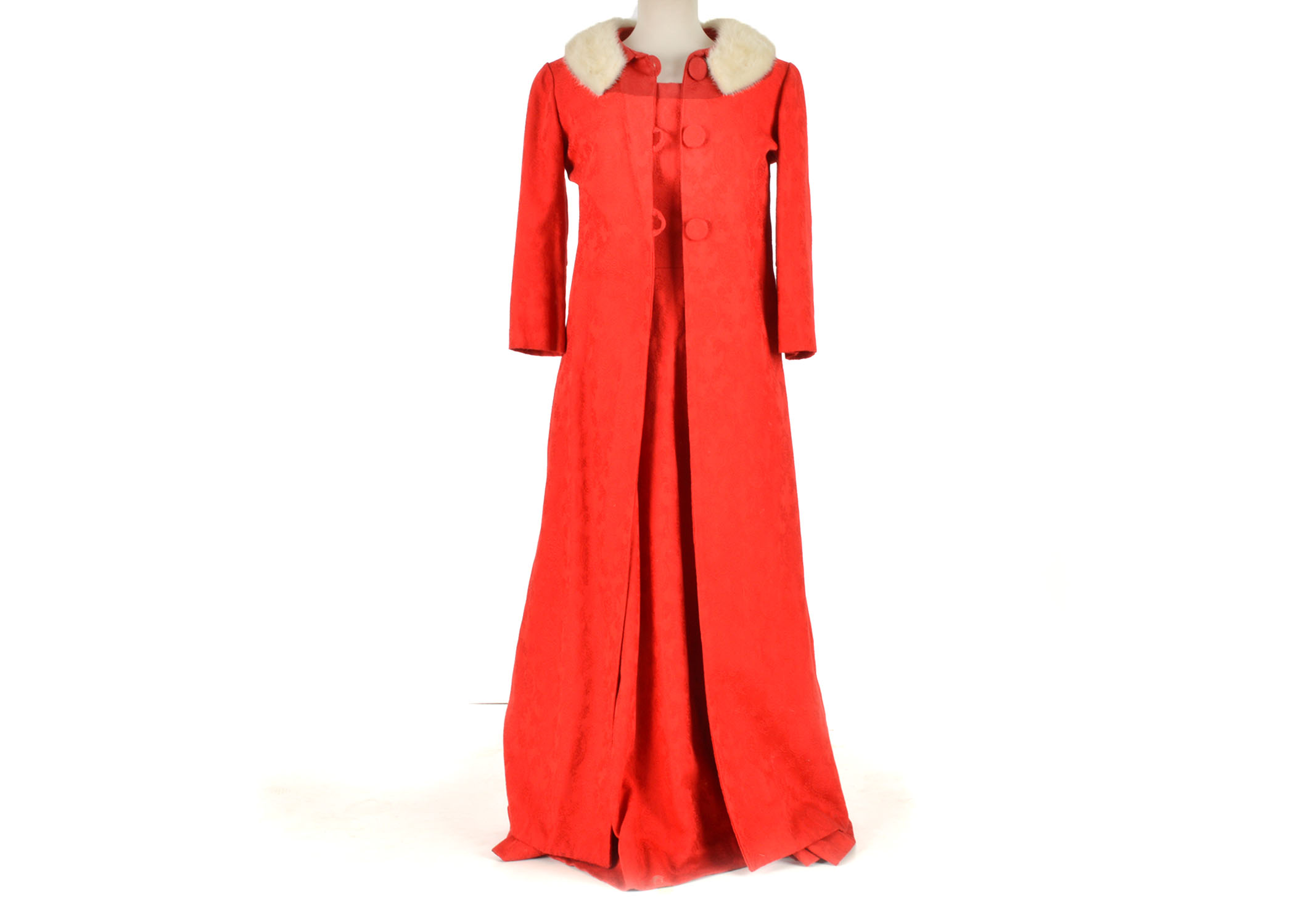 Handmade Vintage Red Jacquard Ensemble 