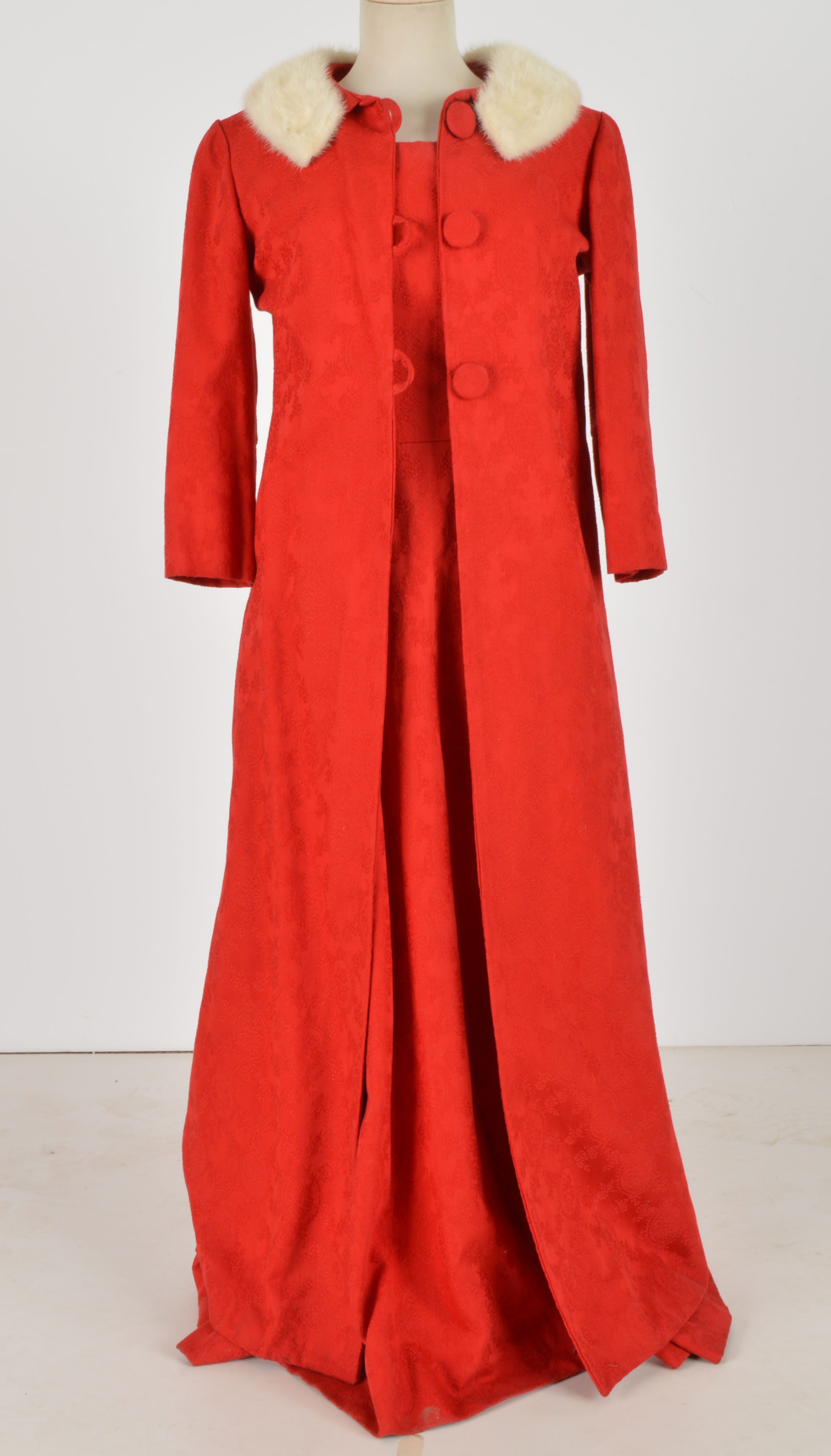 Handmade Vintage Red Jacquard Ensemble 